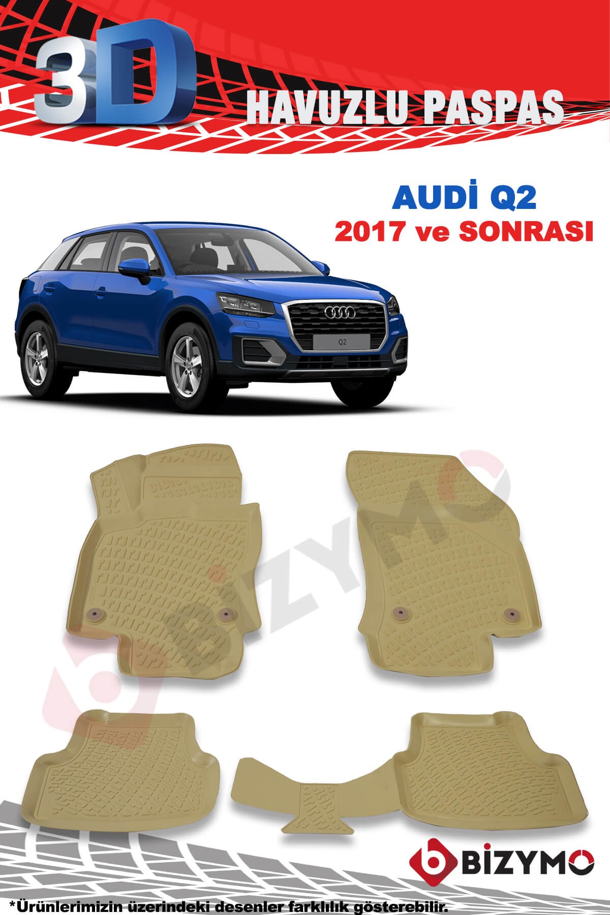 Audi Q2 2017 Ve Sonrası 3D Bej Paspas Takımı Bizymo