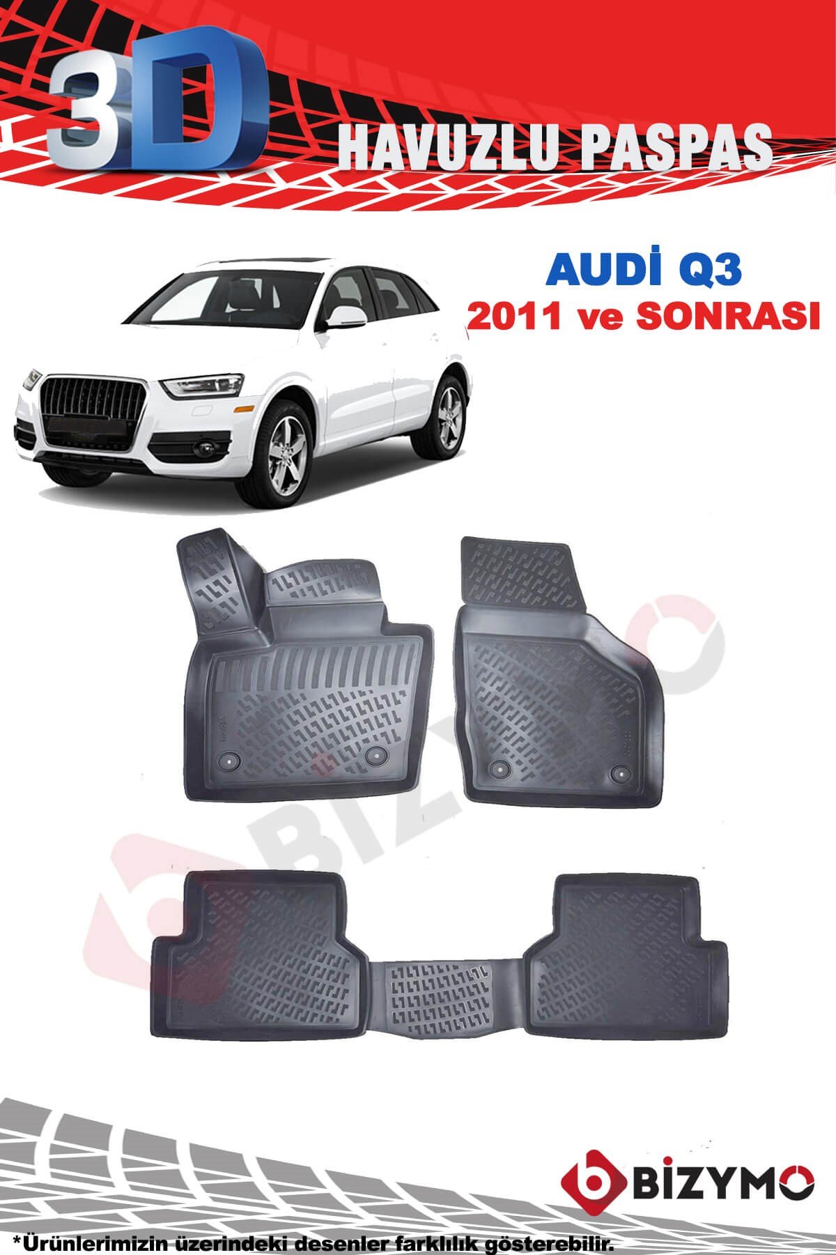 Audi Q3 2011 ve Sonrası 3D Havuzlu Paspas Takımı Bizymo
