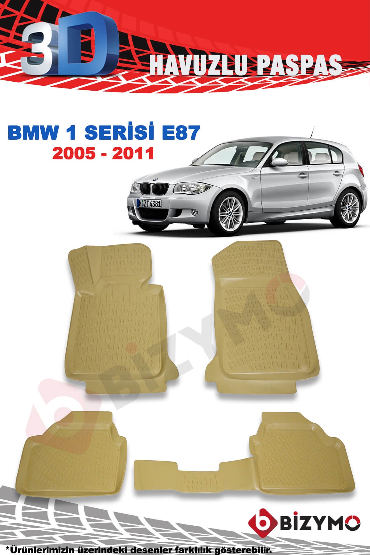Bmw 1 Serisi E87 2005-2011 Bej 3D Paspas Takımı Bizymo