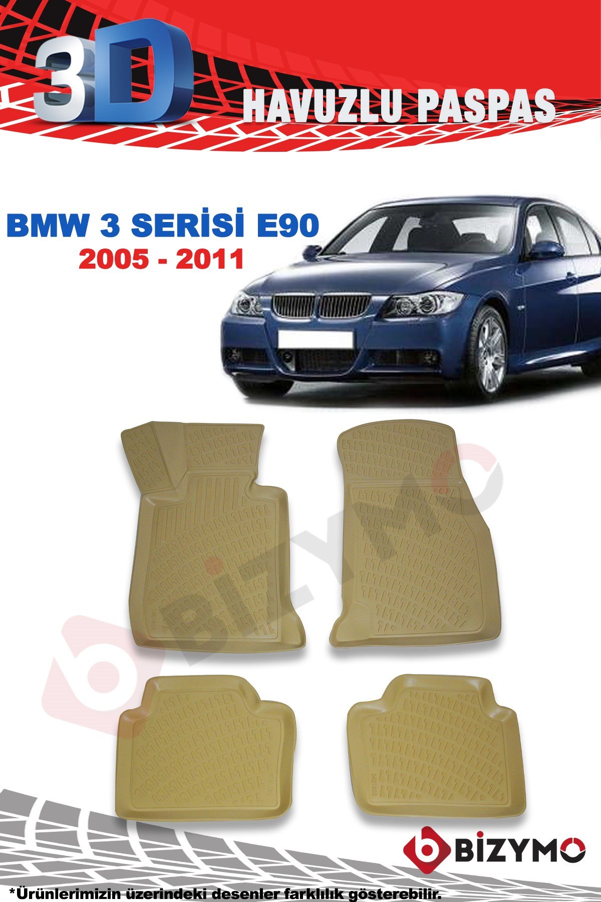 BMW 3 Serisi E90 2005-2011 3D Bej Paspas Takımı Bizymo