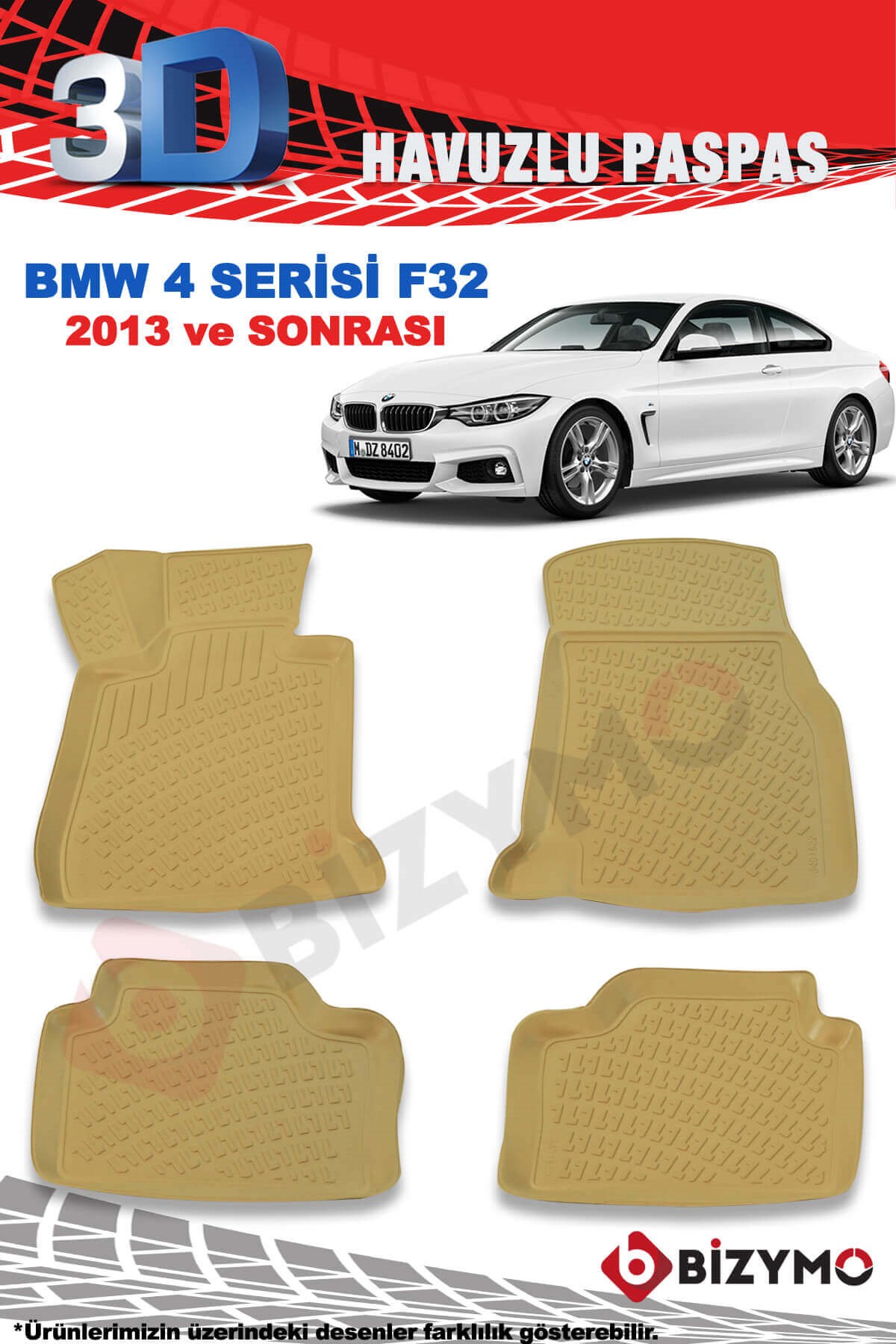 Bmw 4 Serisi F32 2013 Ve Sonrası 3D Bej Paspas Takımı Bizymo