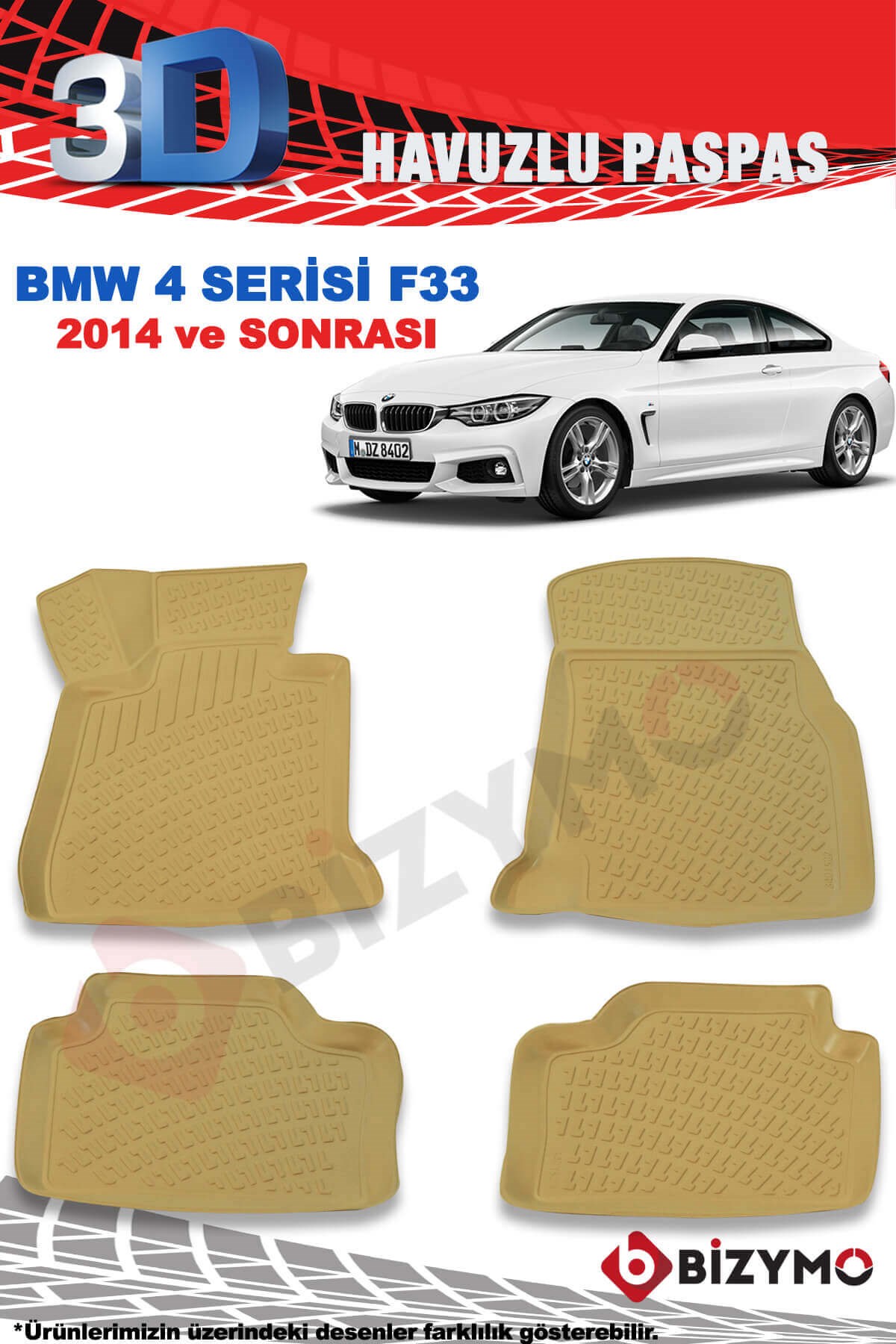 Bmw 4 Serisi F33 2014 Ve Sonrası 3D Bej Paspas Takımı Bizymo