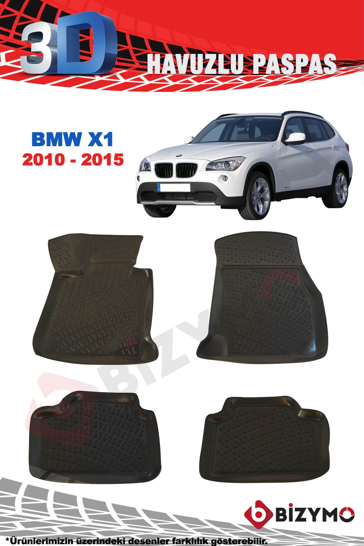 Bmw X1 2010-2015 3D Havuzlu Paspas Takımı Bizymo