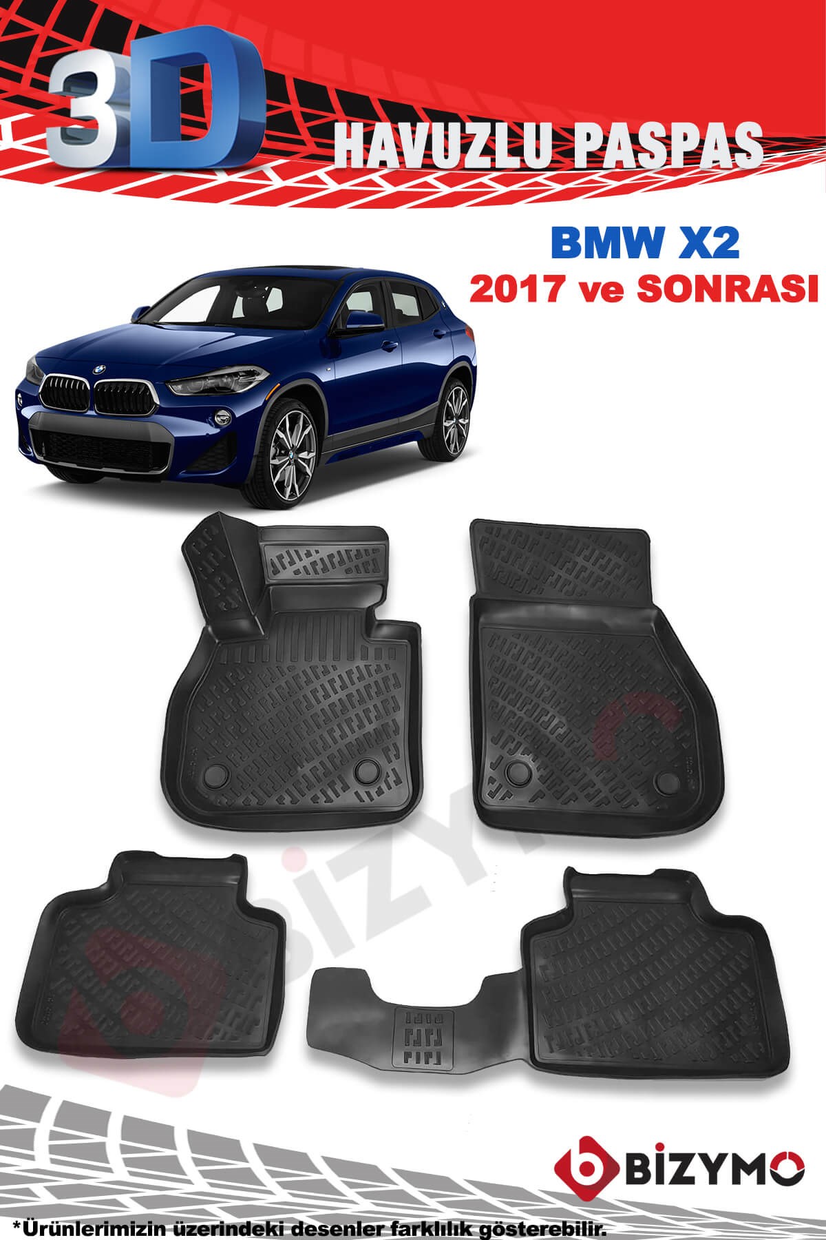 BMW X2 2017 ve Sonrası 3D Havuzlu Paspas Takımı Bizymo