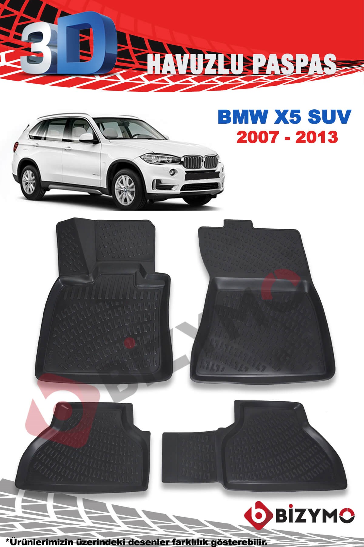 BMW X5 Suv 2007-2013 3D Havuzlu Paspas Takımı Bizymo