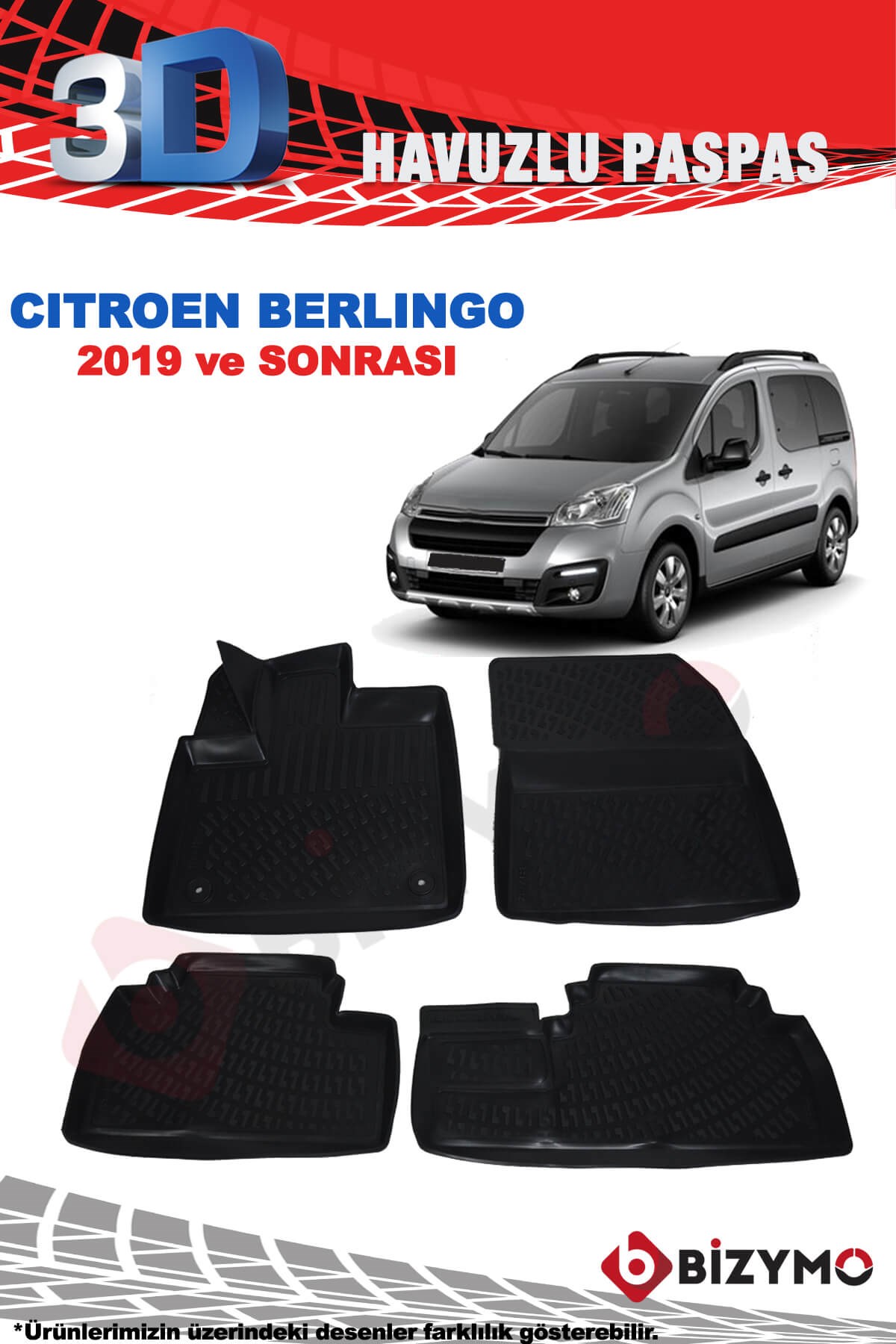 Citroen Berlingo 2019 Ve Sonrası 3D Havuzlu Paspas Takımı Bizymo