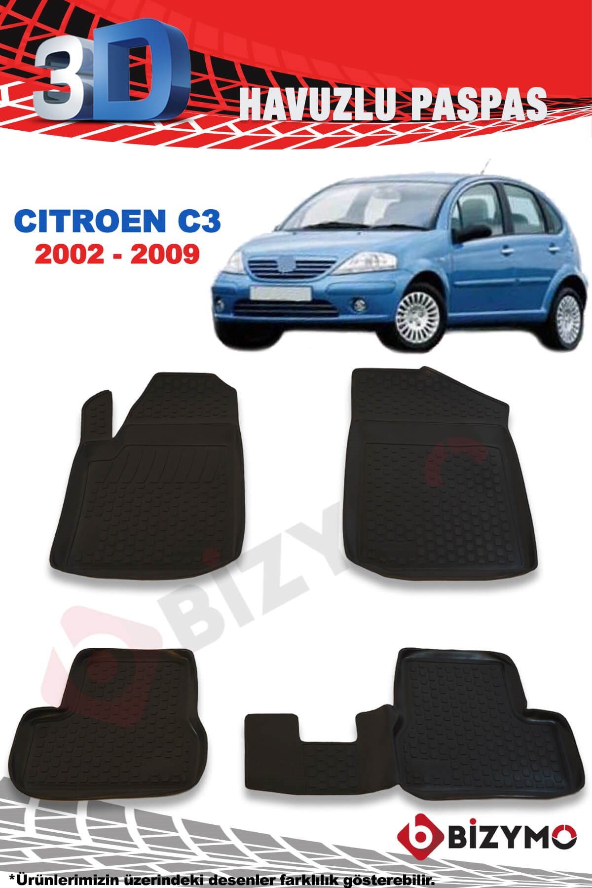 Citroen C3 2002-2009 3D Paspas Takımı Bizymo