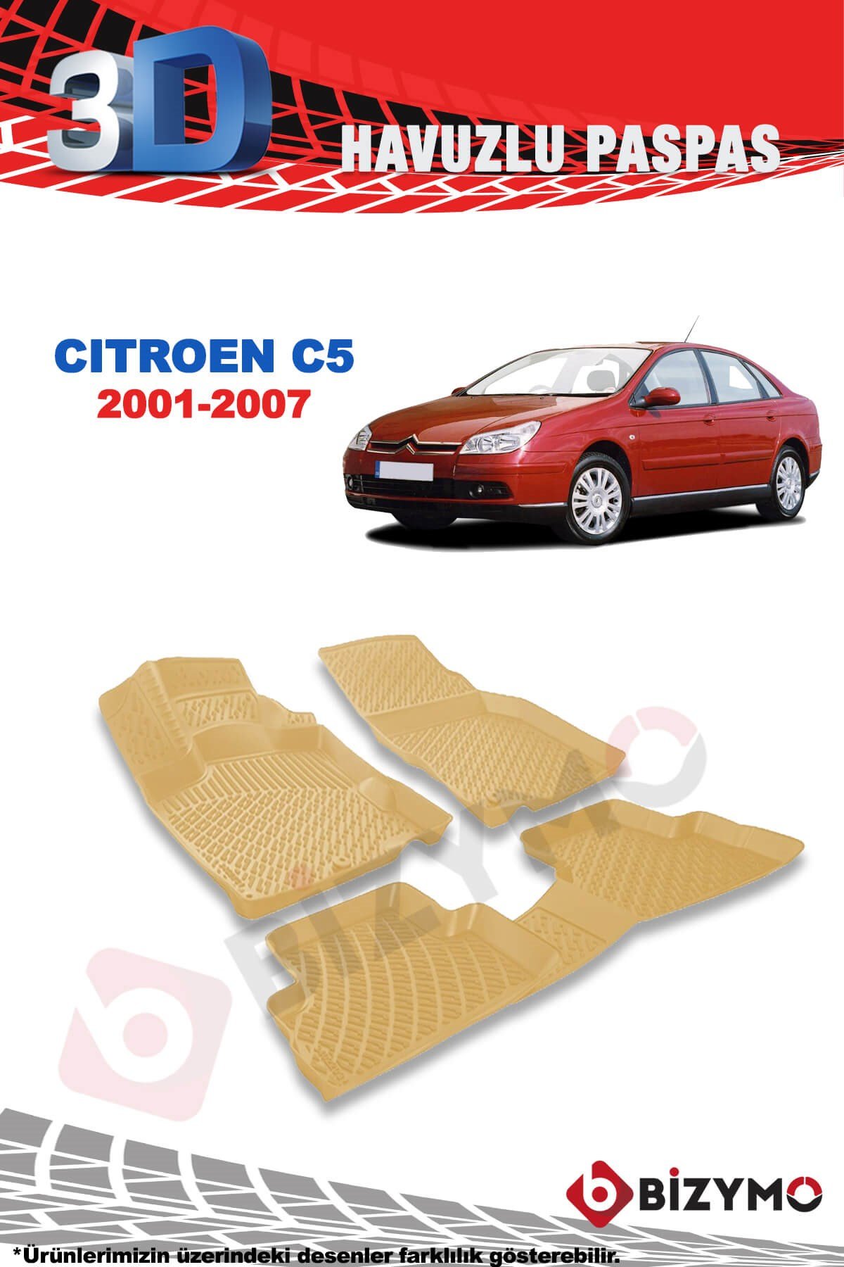 Citroen C5 2001-2007 3D Havuzlu Bej Paspas Bizymo
