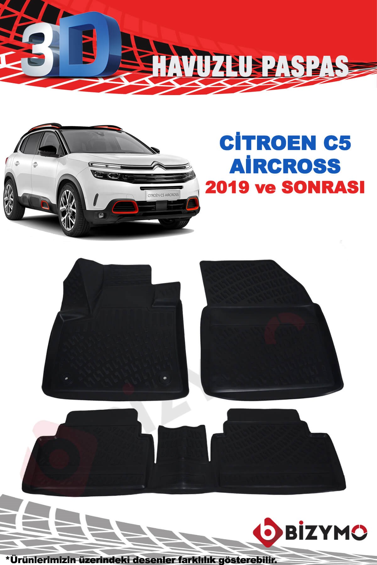 Citroen C5 Aircross 2019 ve Sonrası 3D Paspas Takımı Bizymo