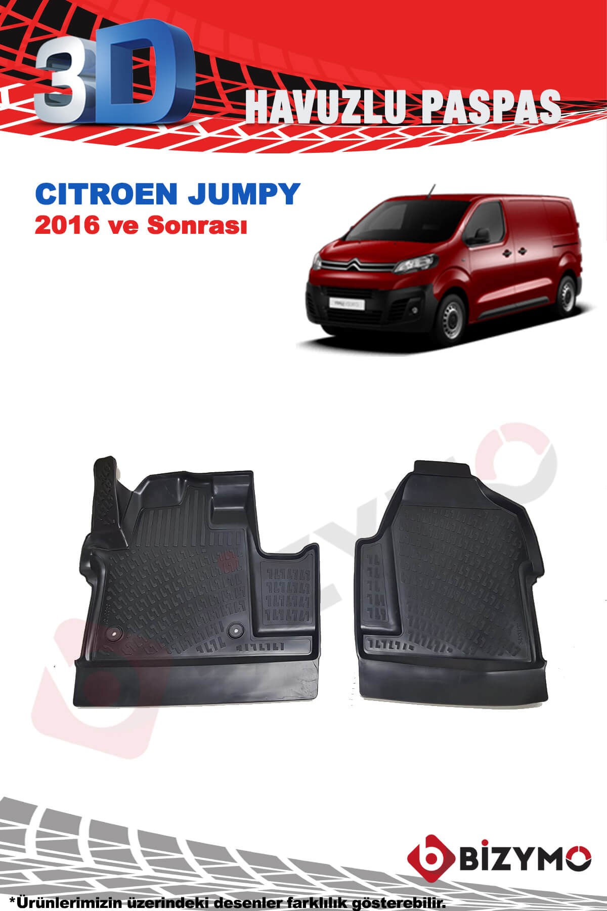 Citroen Jumpy 2016 ve Sonrası 3D Havuzlu Paspas Takımı Bizymo