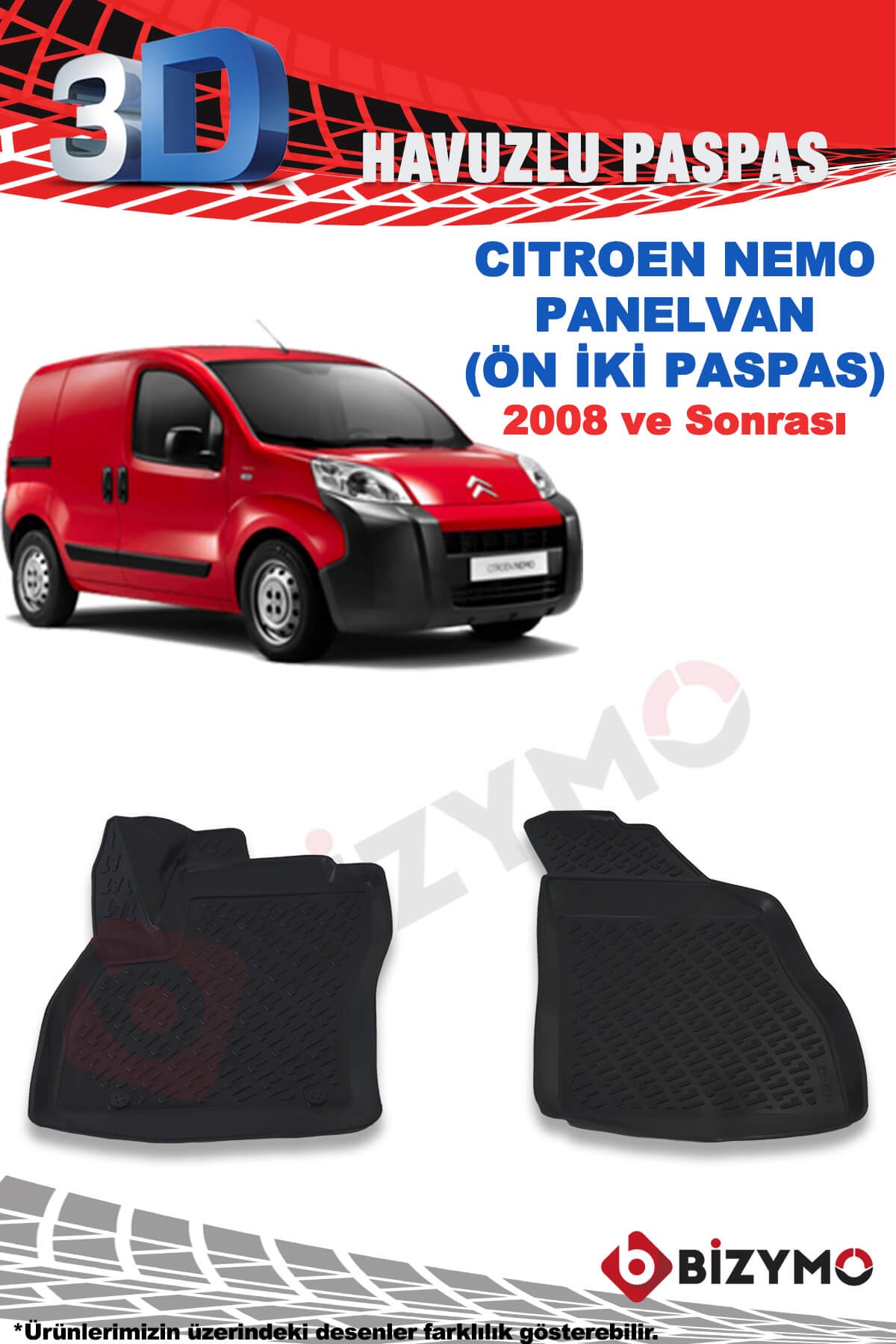 Citroen Nemo Panelvan 2008 Ve Sonrası 3D Paspas Takımı Bizymo
