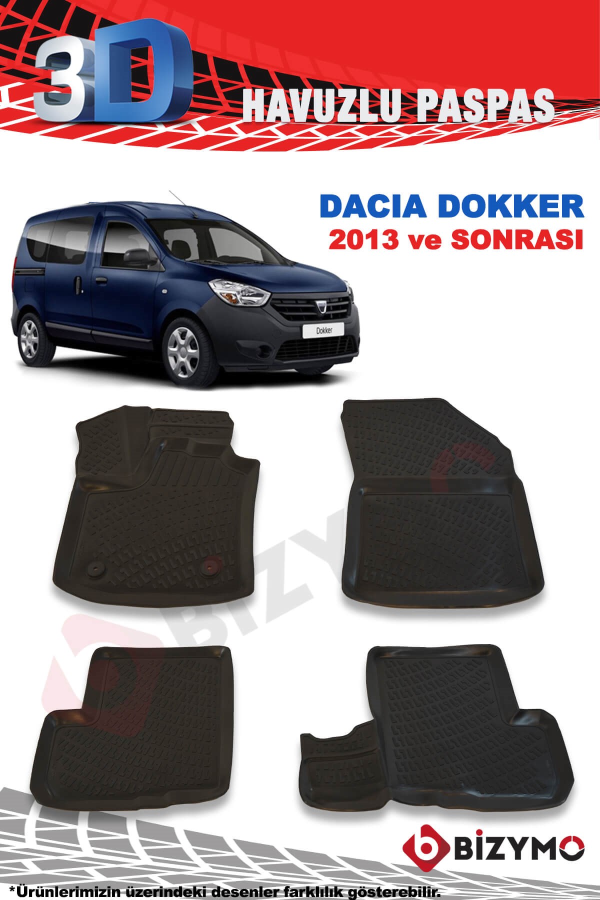 Dacia Dokker 2013 Ve Sonrası 3D Paspas Takımı Bizymo