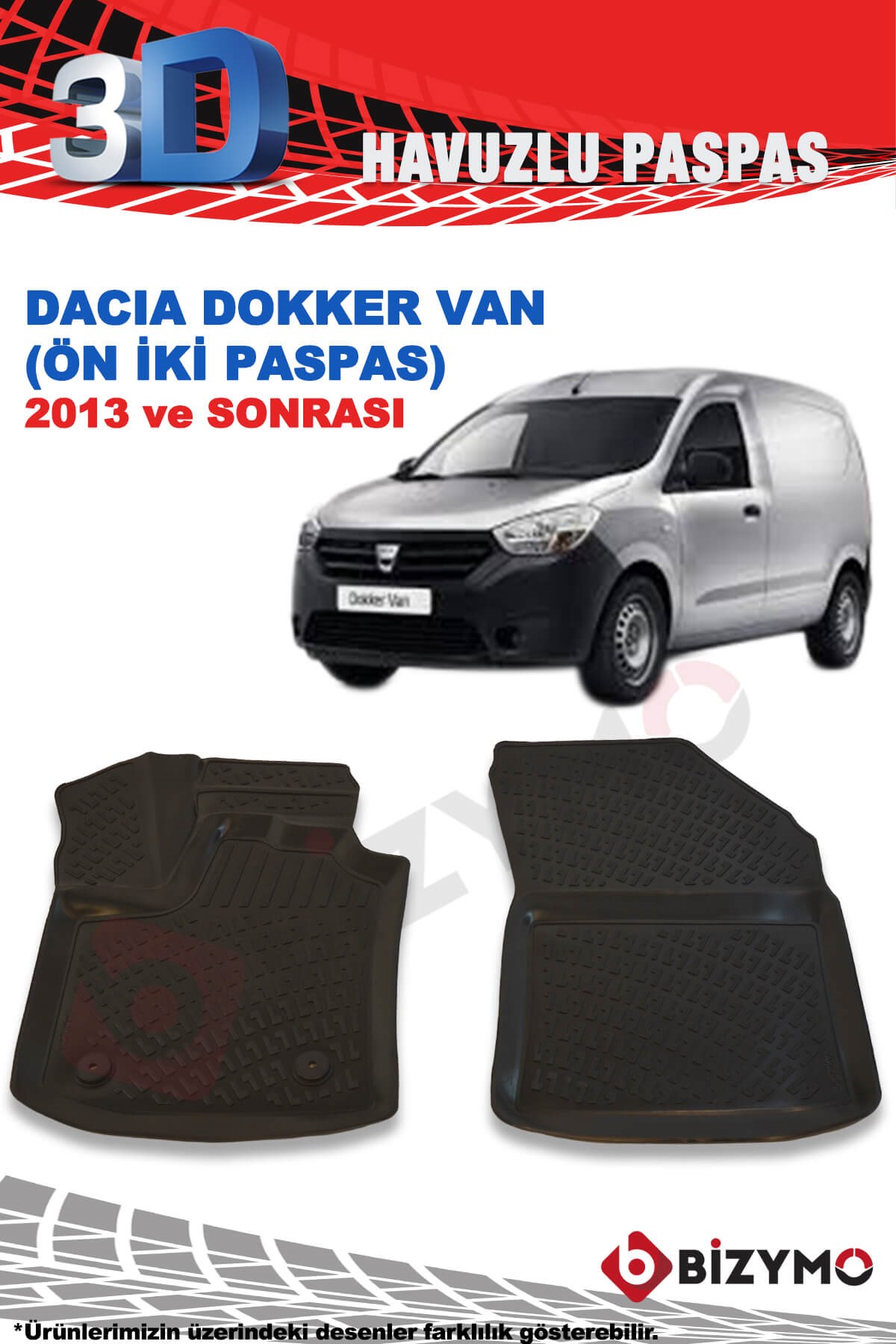 Dacia Dokker Van 2013 Ve Sonrası 3D Paspas Takımı Bizymo
