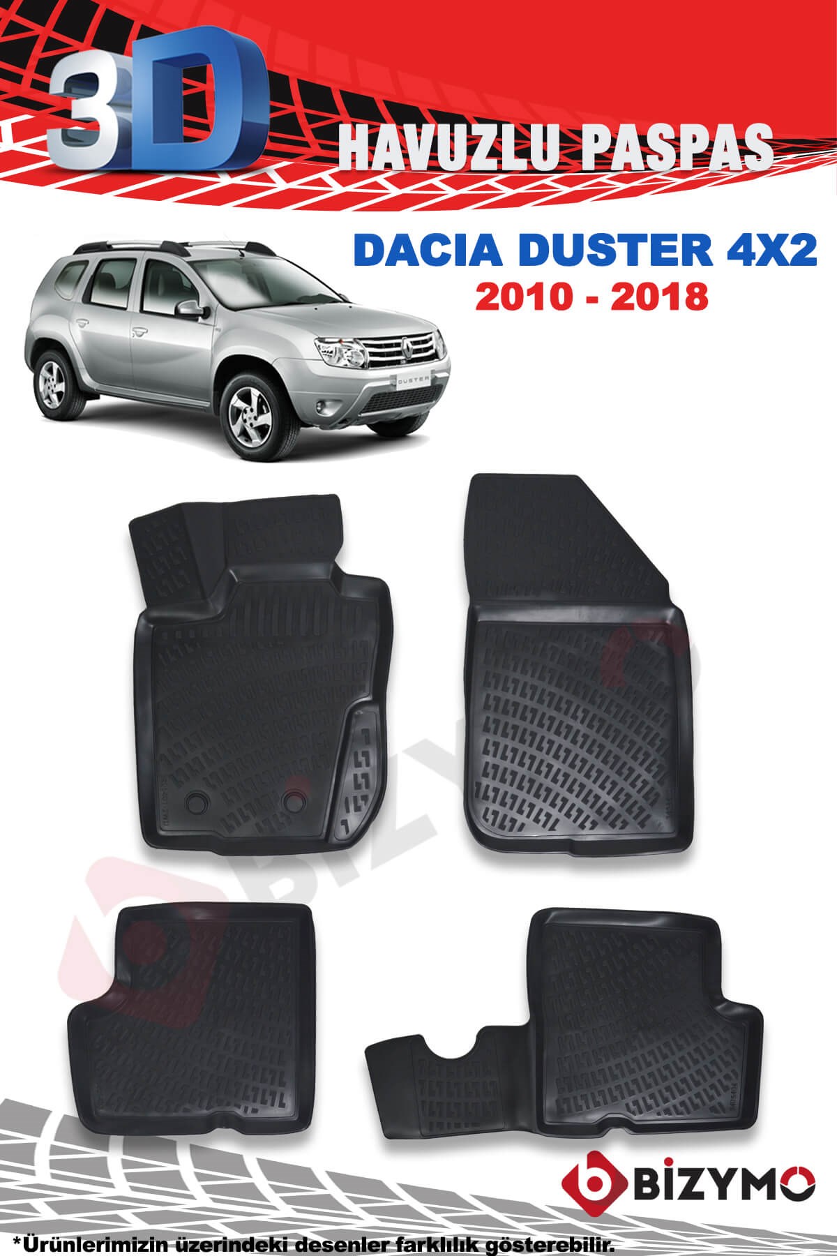 Dacia Duster 4X2 2010-2018 3D Paspas Takımı Bizymo