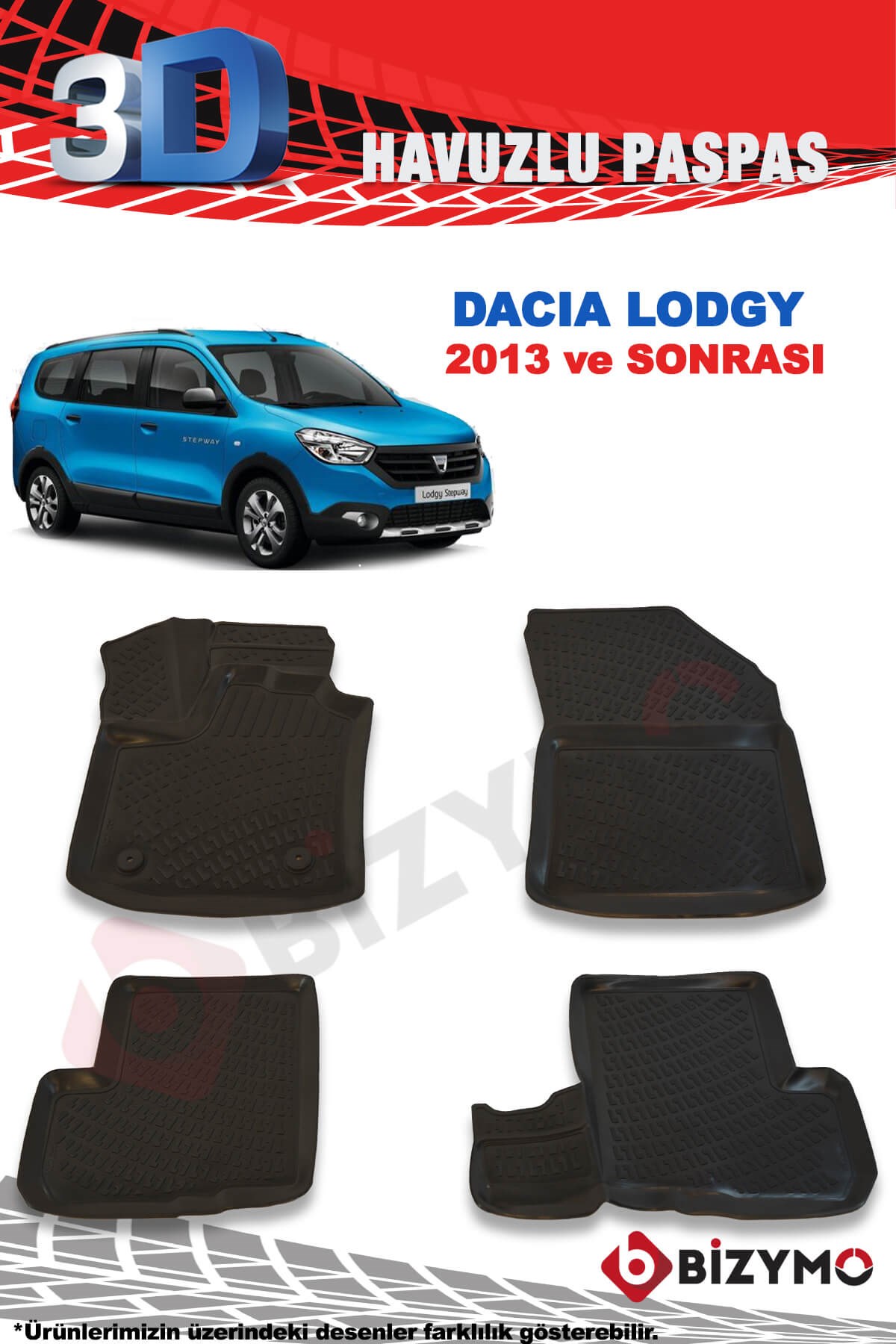 Dacia Lodgy Suv (5 Koltuk) 2013 Ve Sonrası 3D Paspas Takımı Bizymo