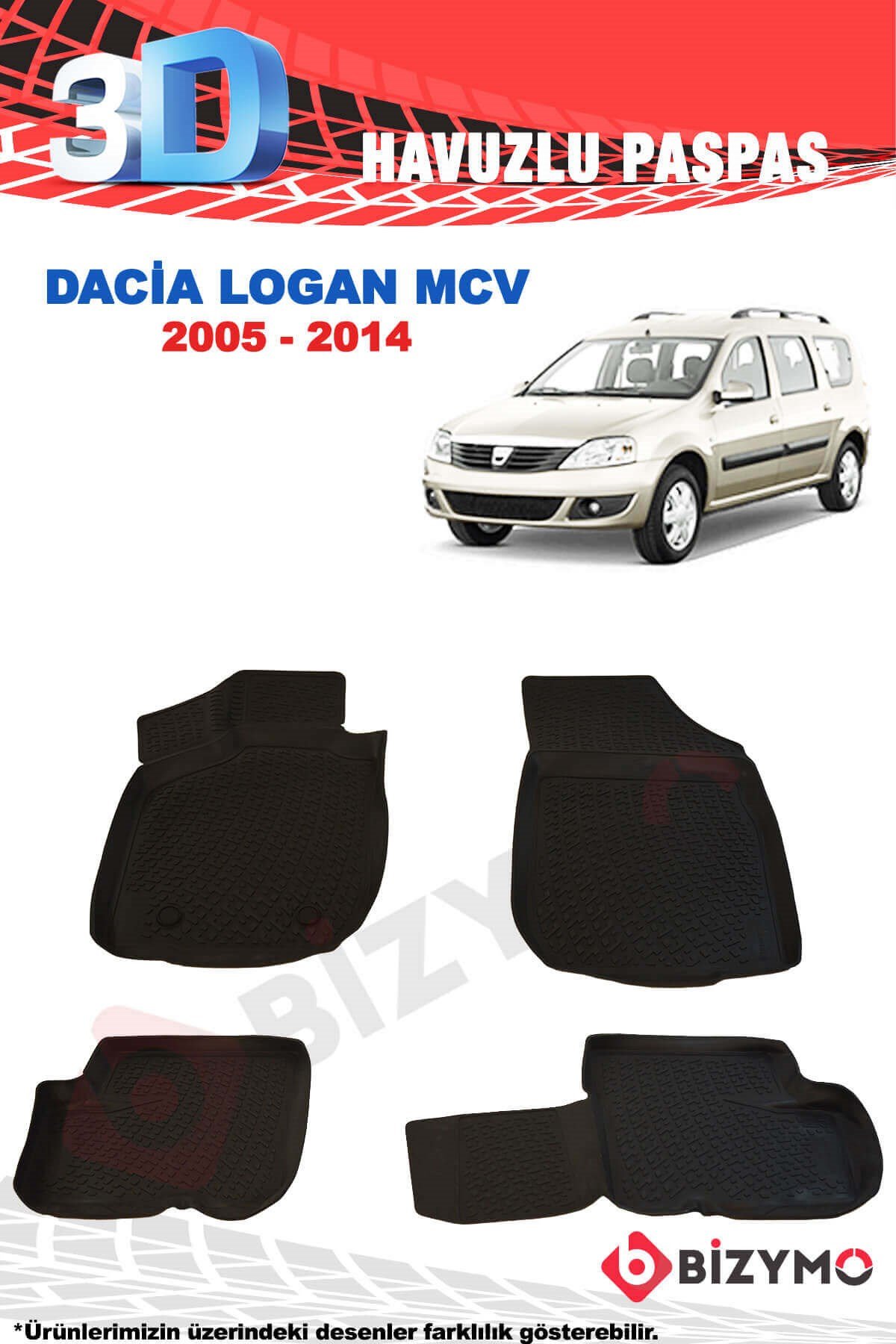 Dacia Logan MCV 2005-2014 3D Havuzlu Paspas Takımı Bizymo
