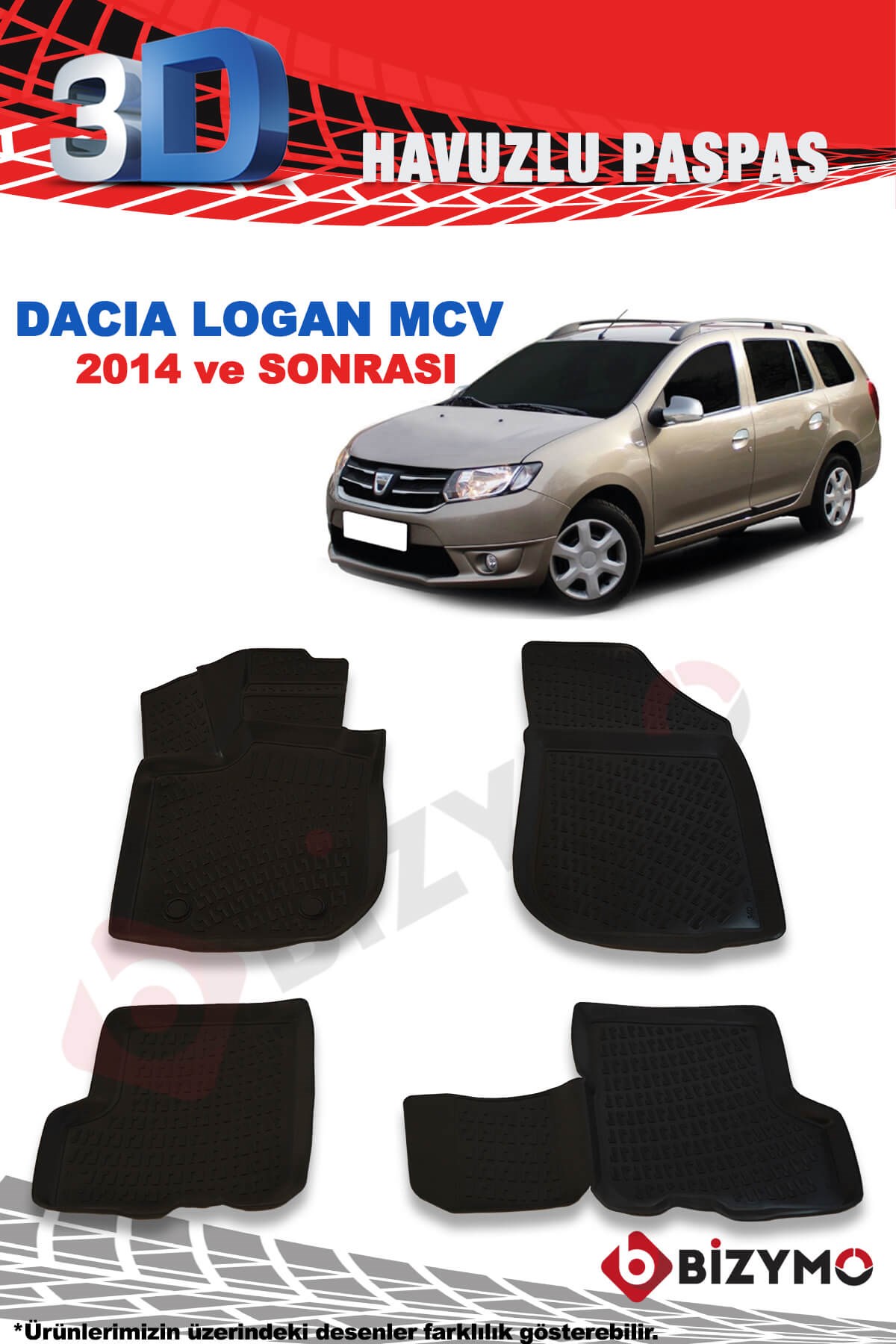 Dacia Logan Mcv 2014 Ve Sonrası 3D Paspas Takımı Bizymo