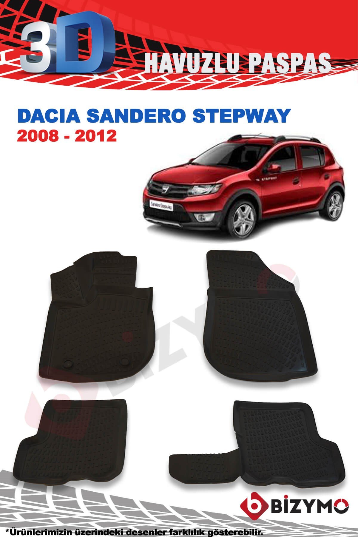 Dacia Sandero Stepway 2008-2012 3D Paspas Takımı Bizymo