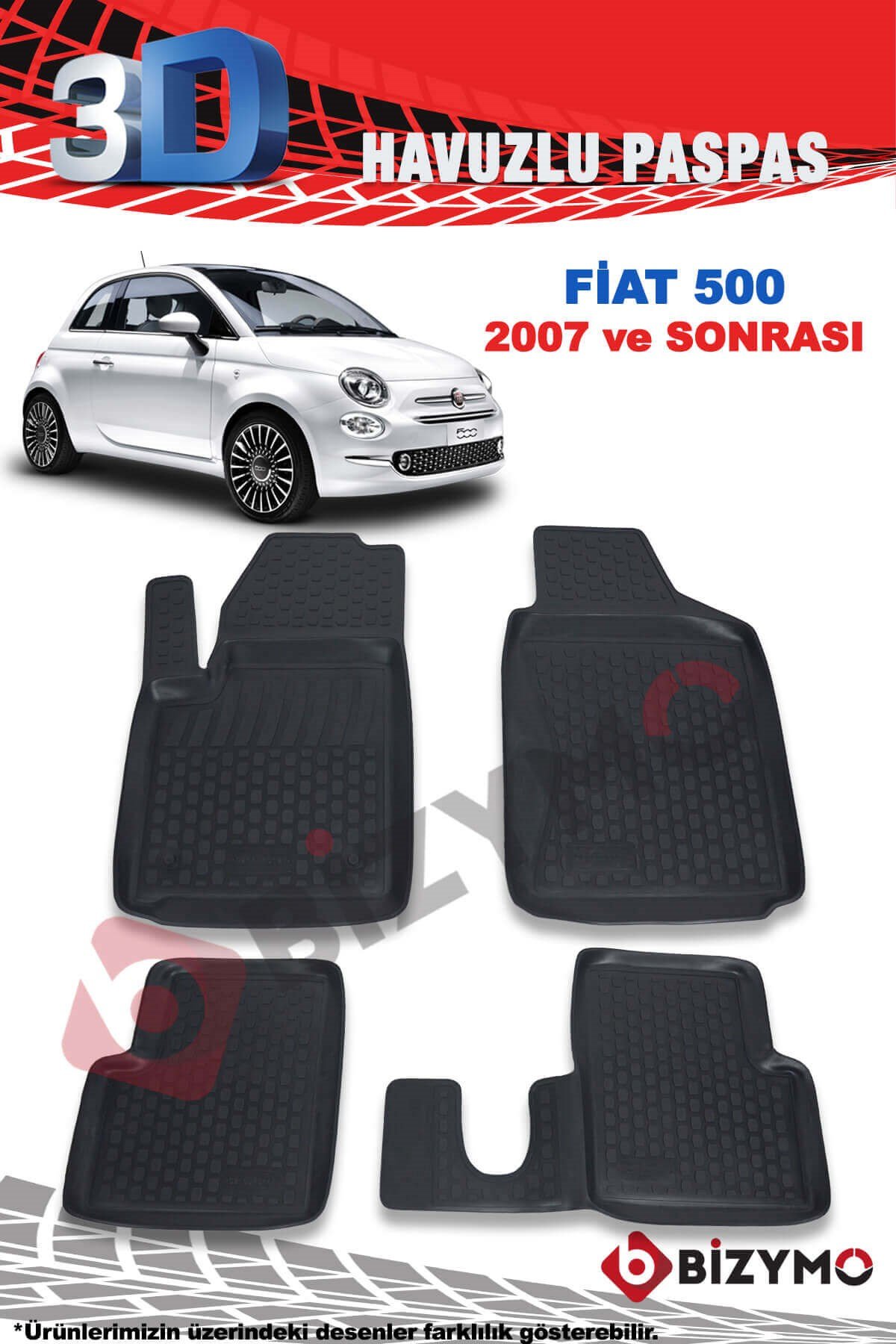 Fiat 500 2007 Ve Sonrası 3D Paspas Takımı Bizymo