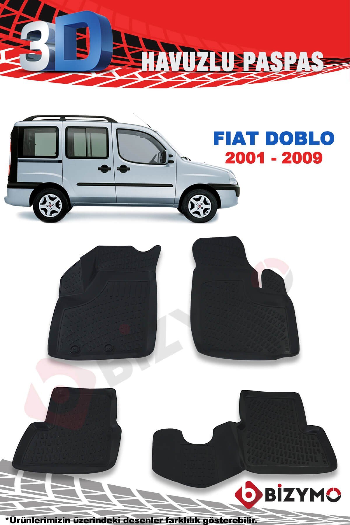 Fiat Doblo 2001-2009 3D Paspas Takımı Bizymo