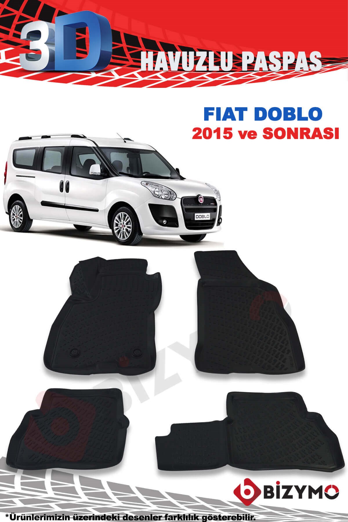 Fiat Doblo 2015 Ve Sonrası 3D Paspas Takımı Bizymo