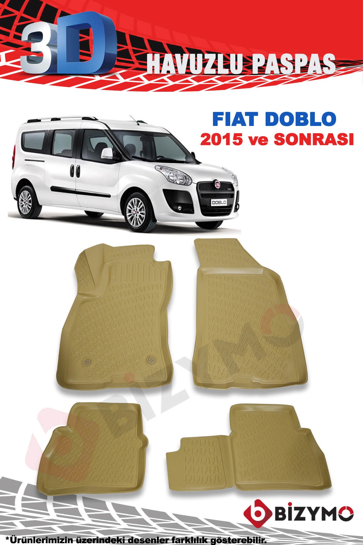 Fıat Doblo 2015 Ve Sonrası Bej 3D Paspas Takımı Bizymo