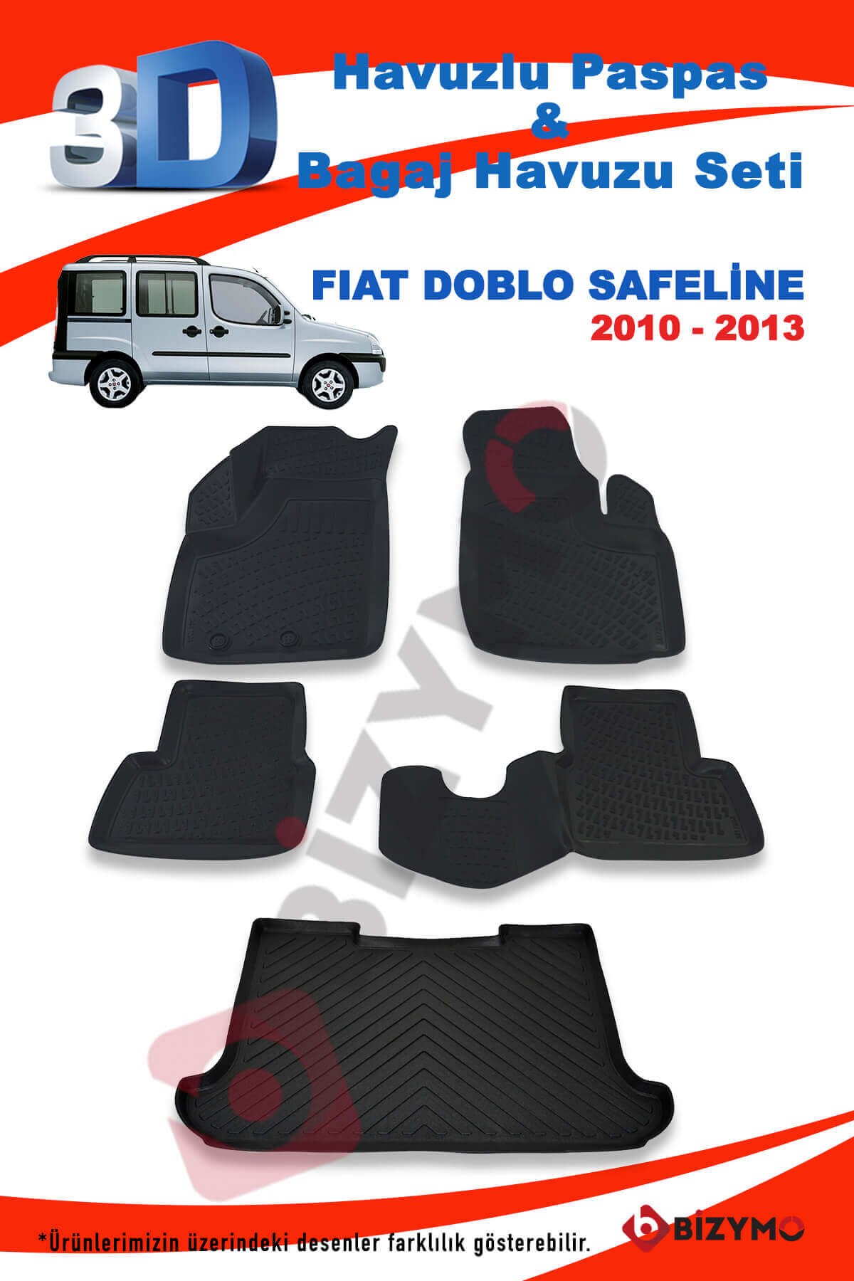 Fiat Doblo Safeline 2010-2013 3D Paspas Takımı Bizymo