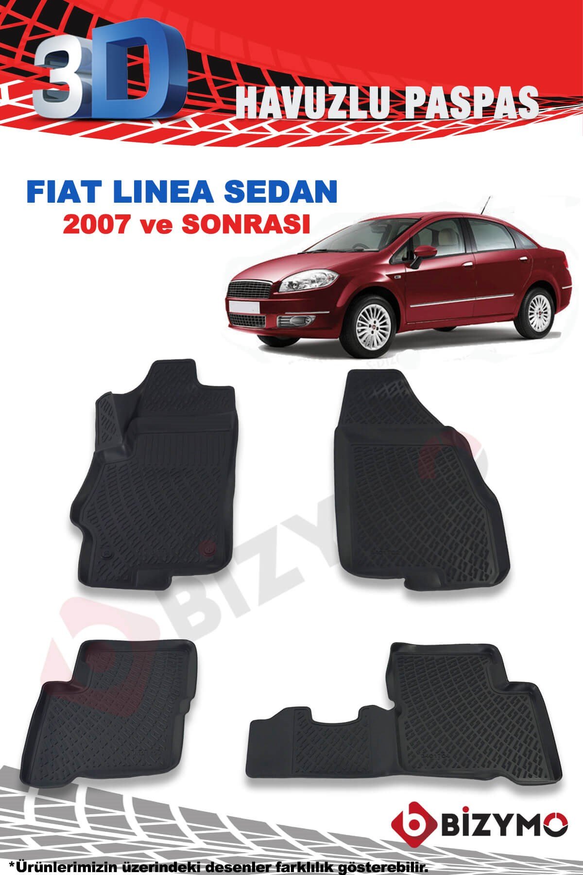Fiat Linea Sedan 2007 Ve Sonrası 3D Paspas Takımı Bizymo