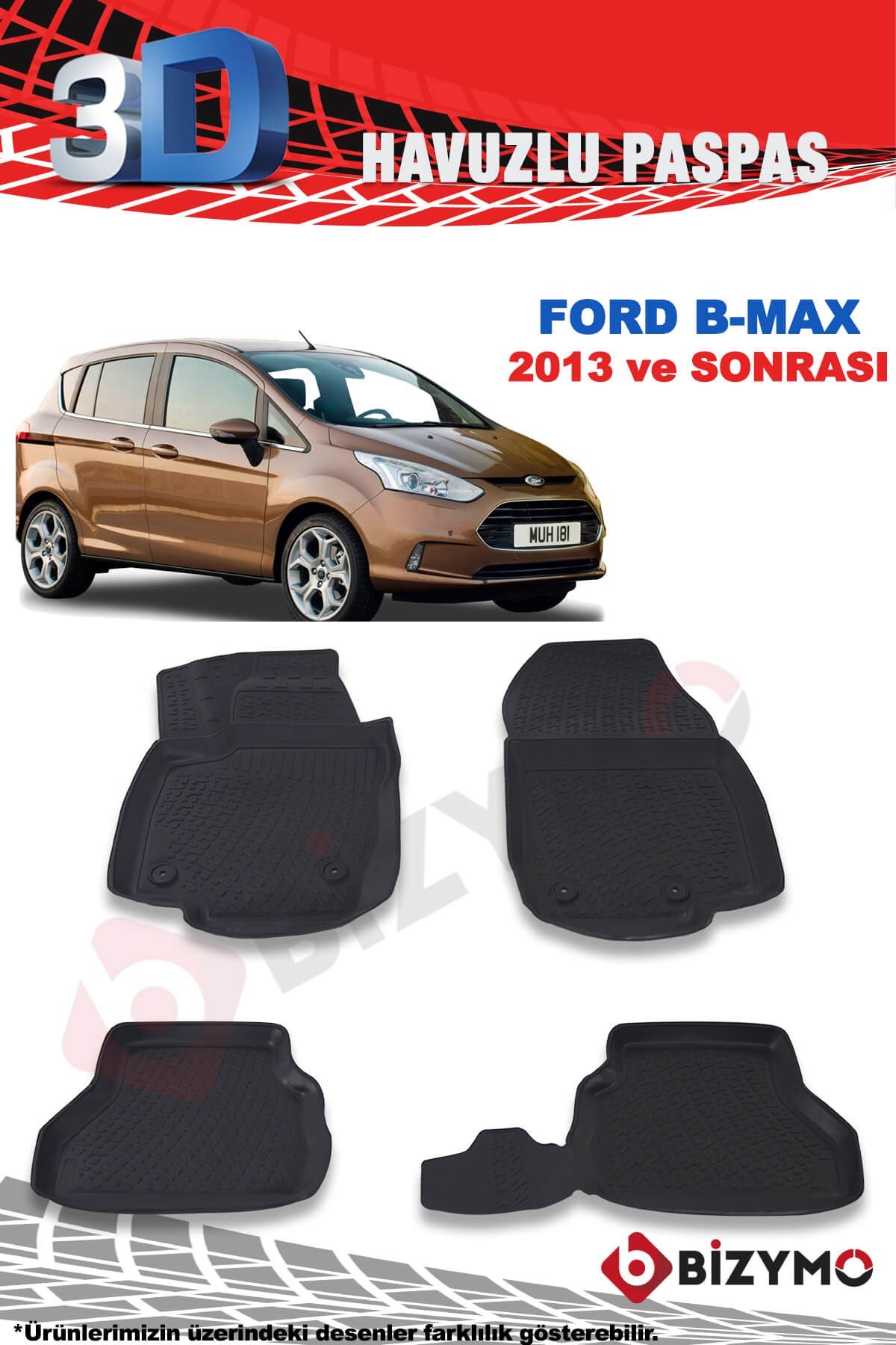 Ford B-Max 2012 Ve Sonrası 3D Paspas Takımı Bizymo