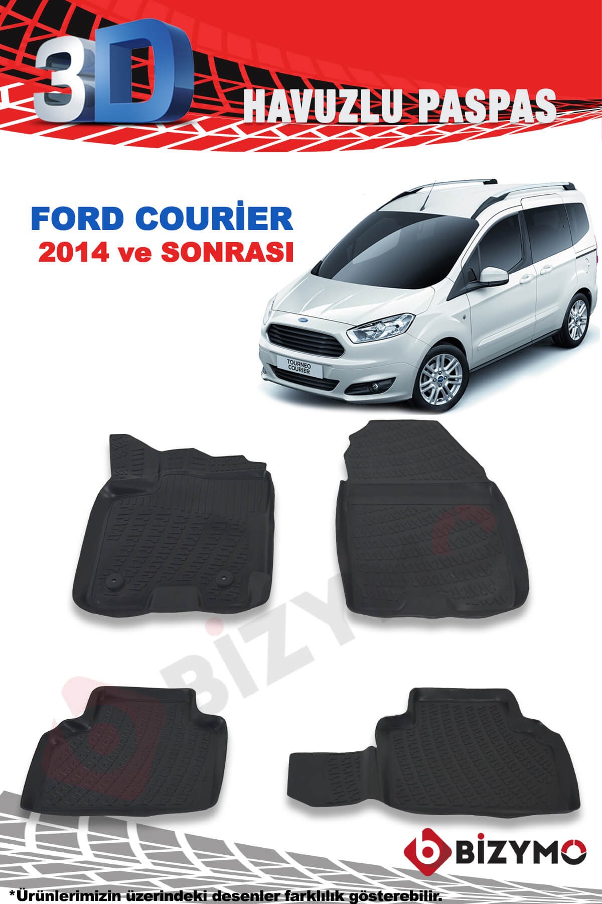 Ford Courier Combi 2014 Ve Sonrası 3D Paspas Takımı Bizymo