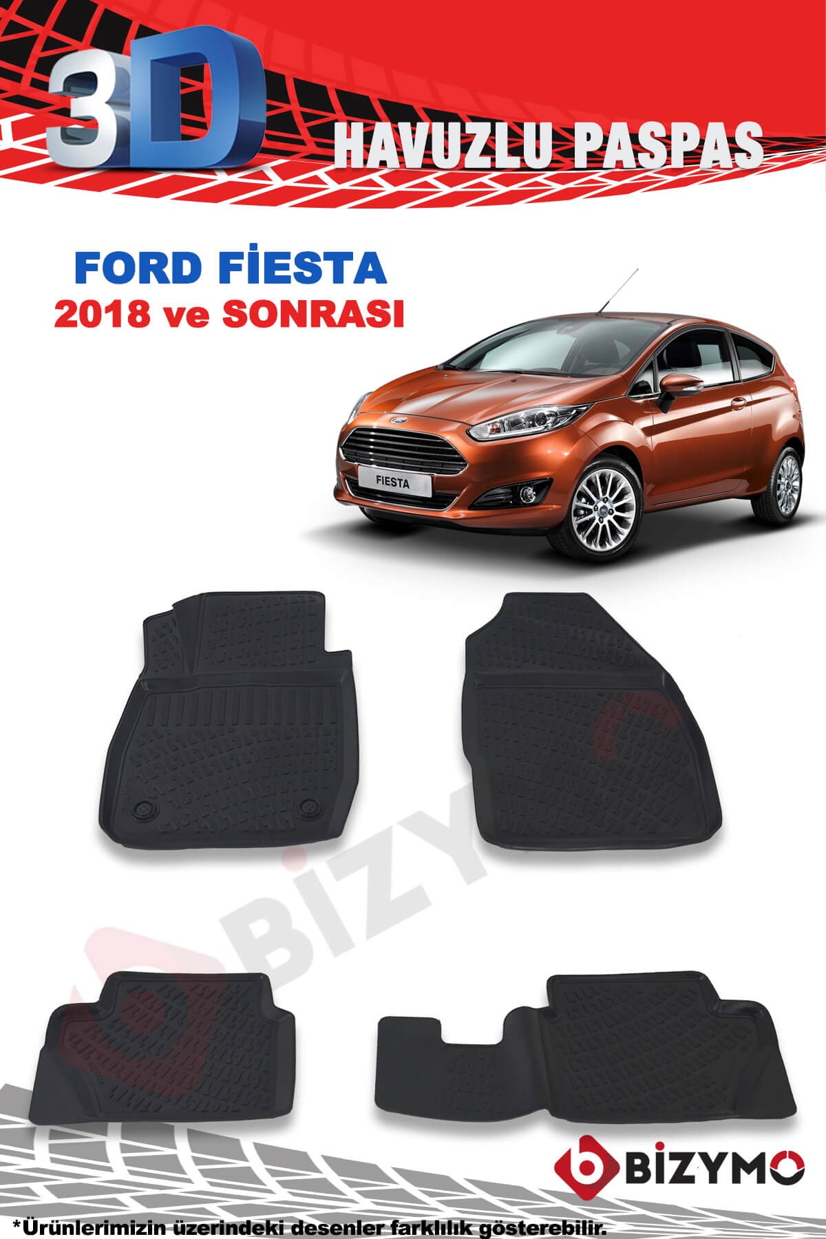 Ford Fiesta Hb 2018 Ve Sonrası 3D Paspas Takımı Bizymo