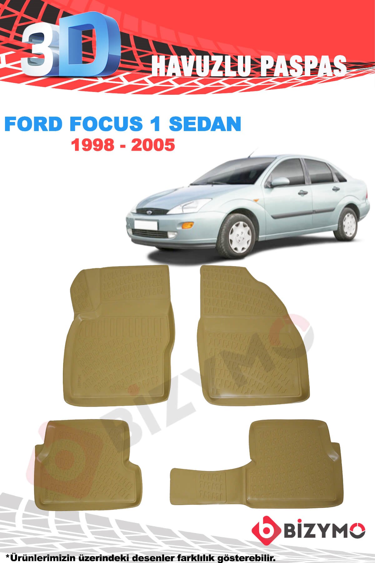 Ford Focus 1 Sedan 1998-2005 3D Bej Paspas Takımı Bizymo