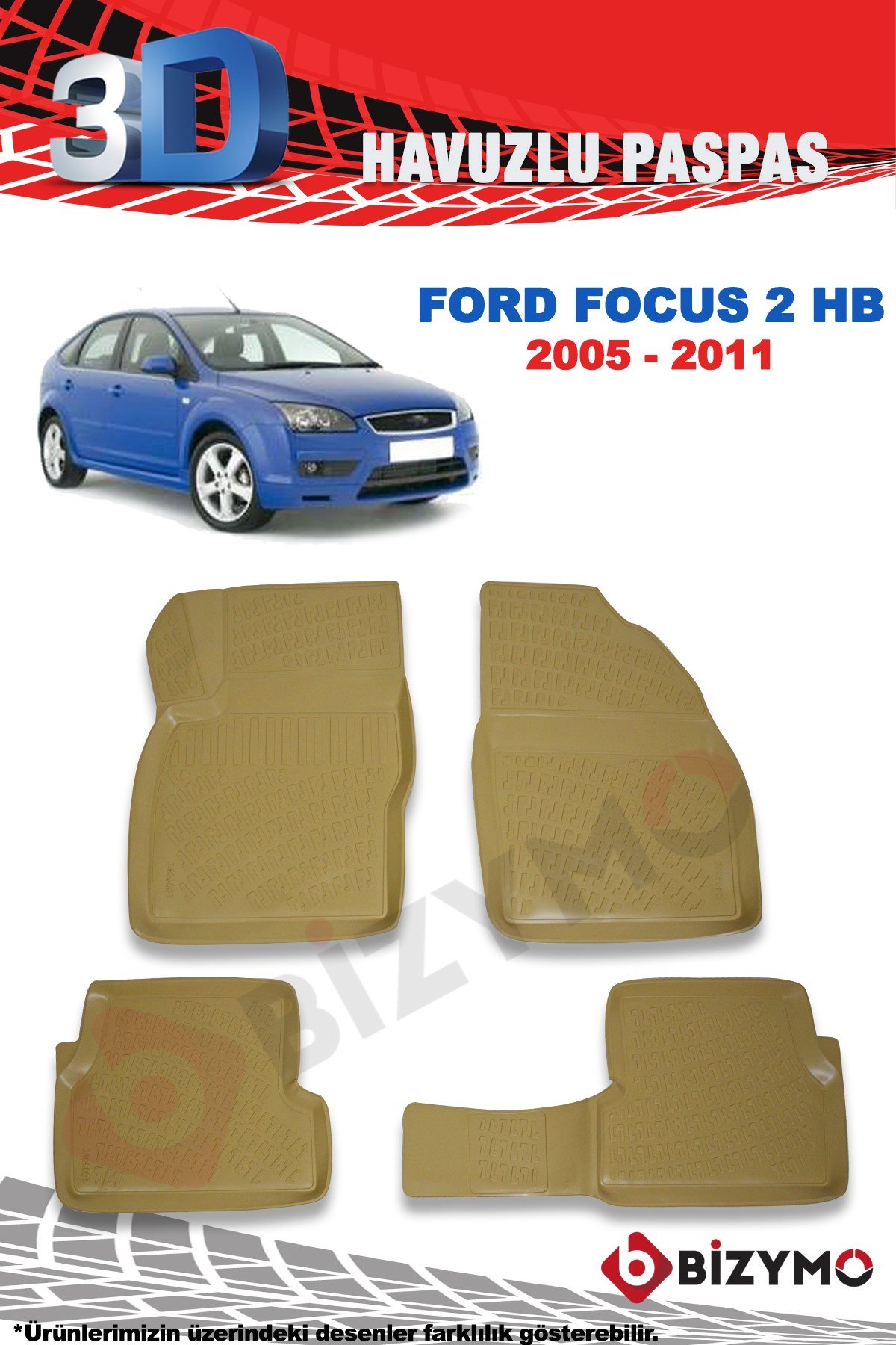 Ford Focus 2 Hb 2005-2011 3D Bej Paspas Takımı Bizymo
