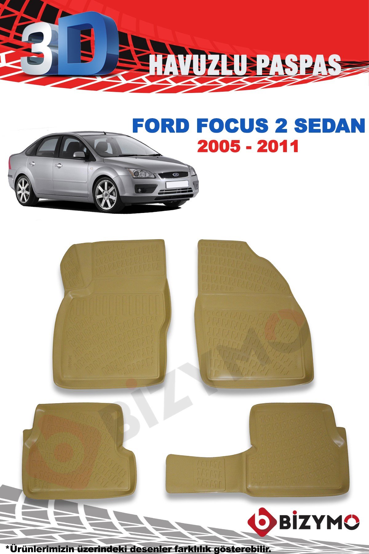 Ford Focus 2 Sedan 2005-2011 3D Bej Paspas Takımı Bizymo