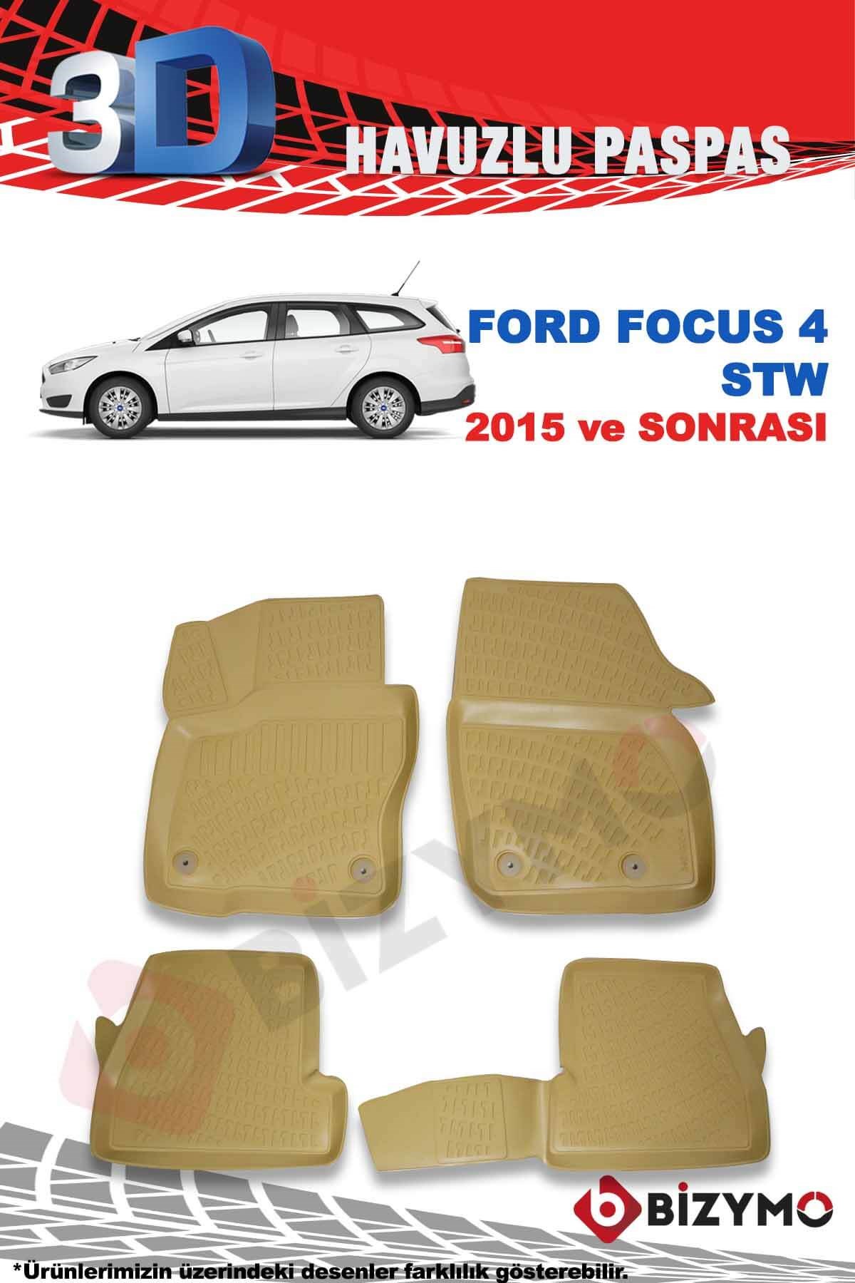 Ford Focus 4 Stw 2015 Ve Sonrası 3D Bej Paspas Takımı Bizymo