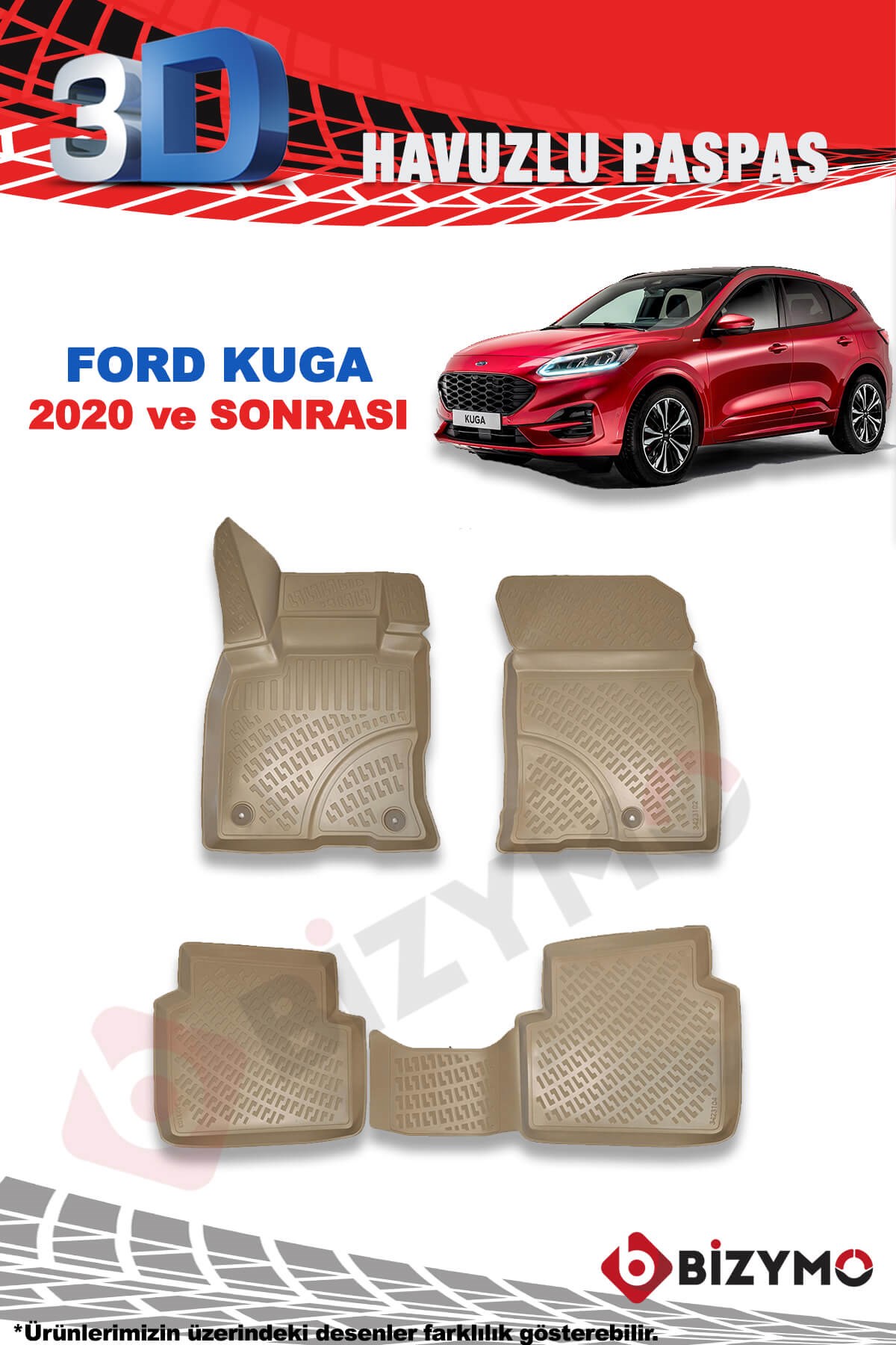 Ford Kuga 2020+ 3D Havuzlu Bej Paspas Bizymo