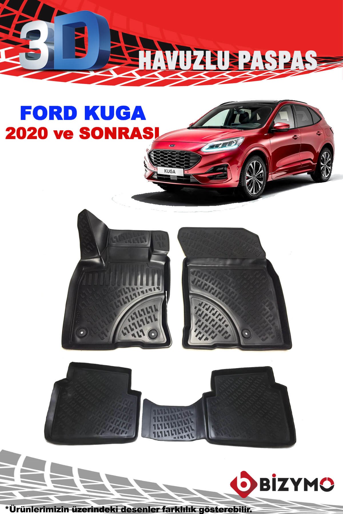 Ford Kuga 2020 ve Sonrası 3D Havuzlu Paspas Bizymo