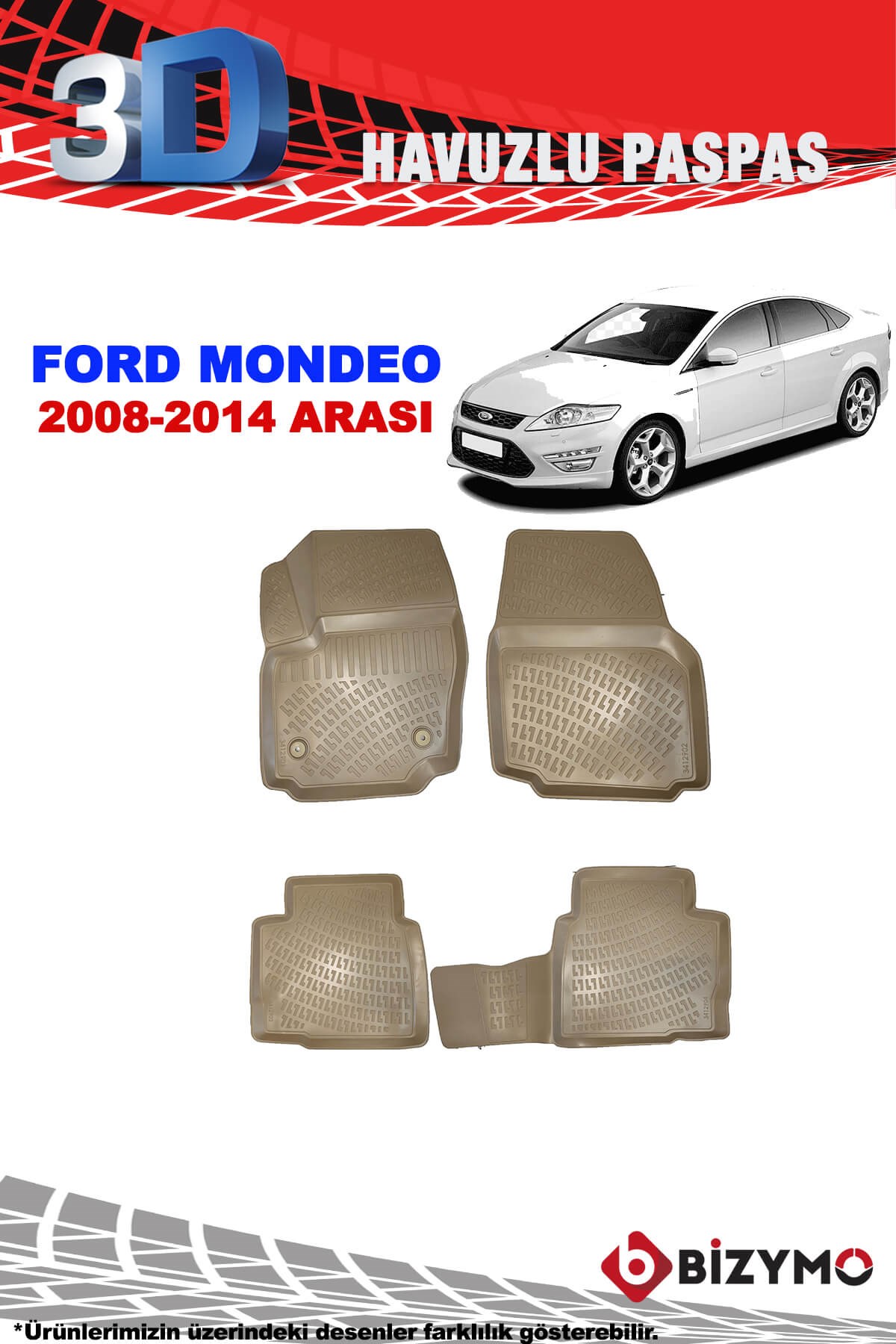 Ford Mondeo 2008-2014 3D Havuzlu Bej Paspas Bizymo