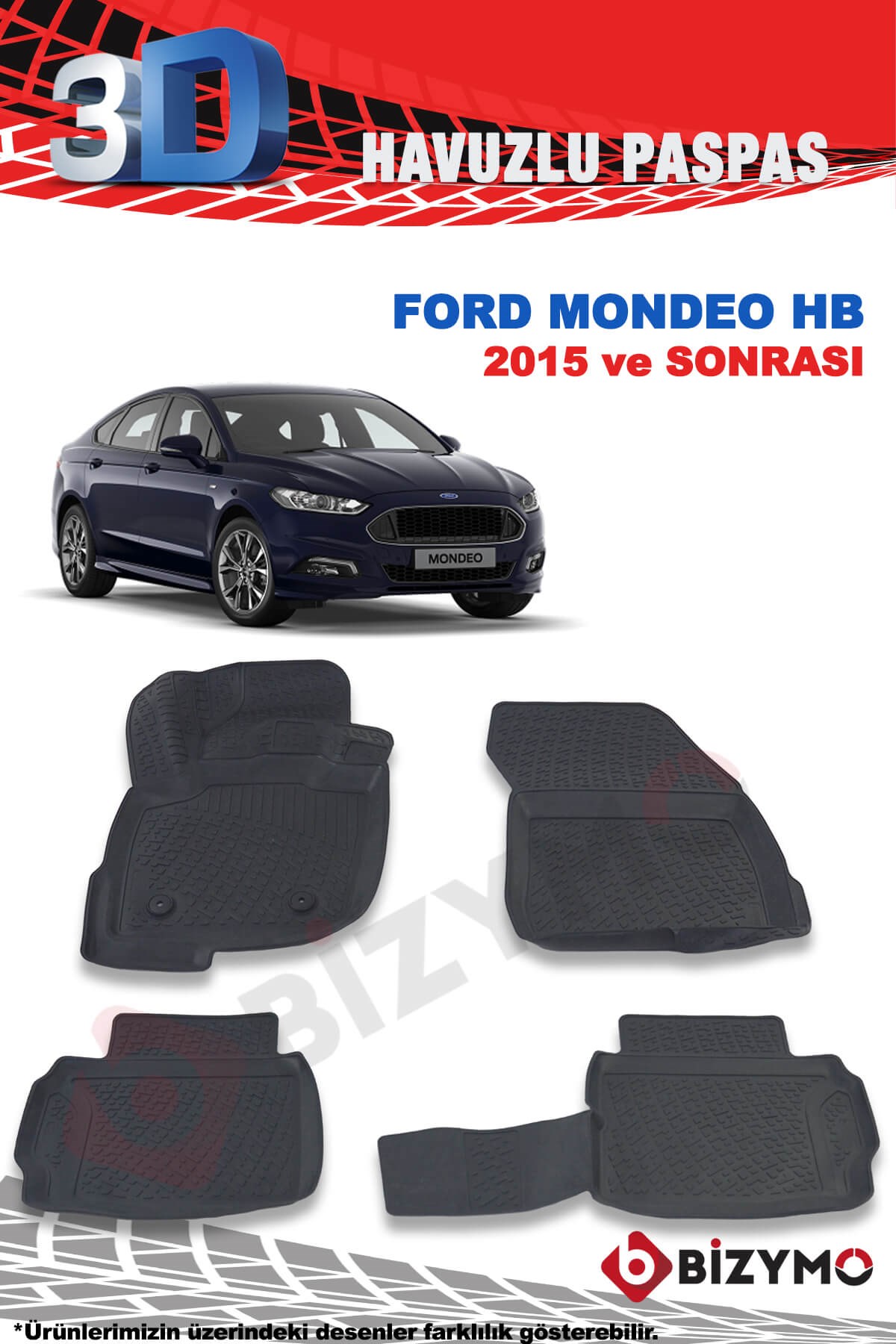Ford Mondeo Hb 2015 Ve Sonrası 3D Paspas Takımı Bizymo