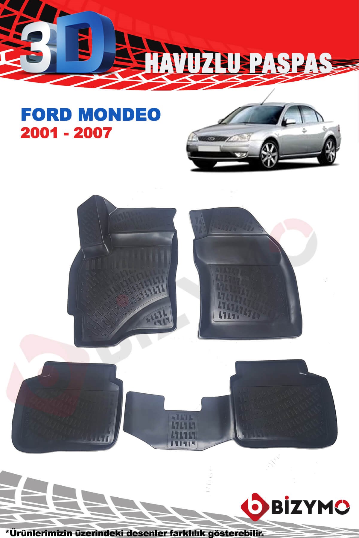 Ford Mondeo Sedan 2001-2007 3D Havuzlu Paspas Takımı Bizymo