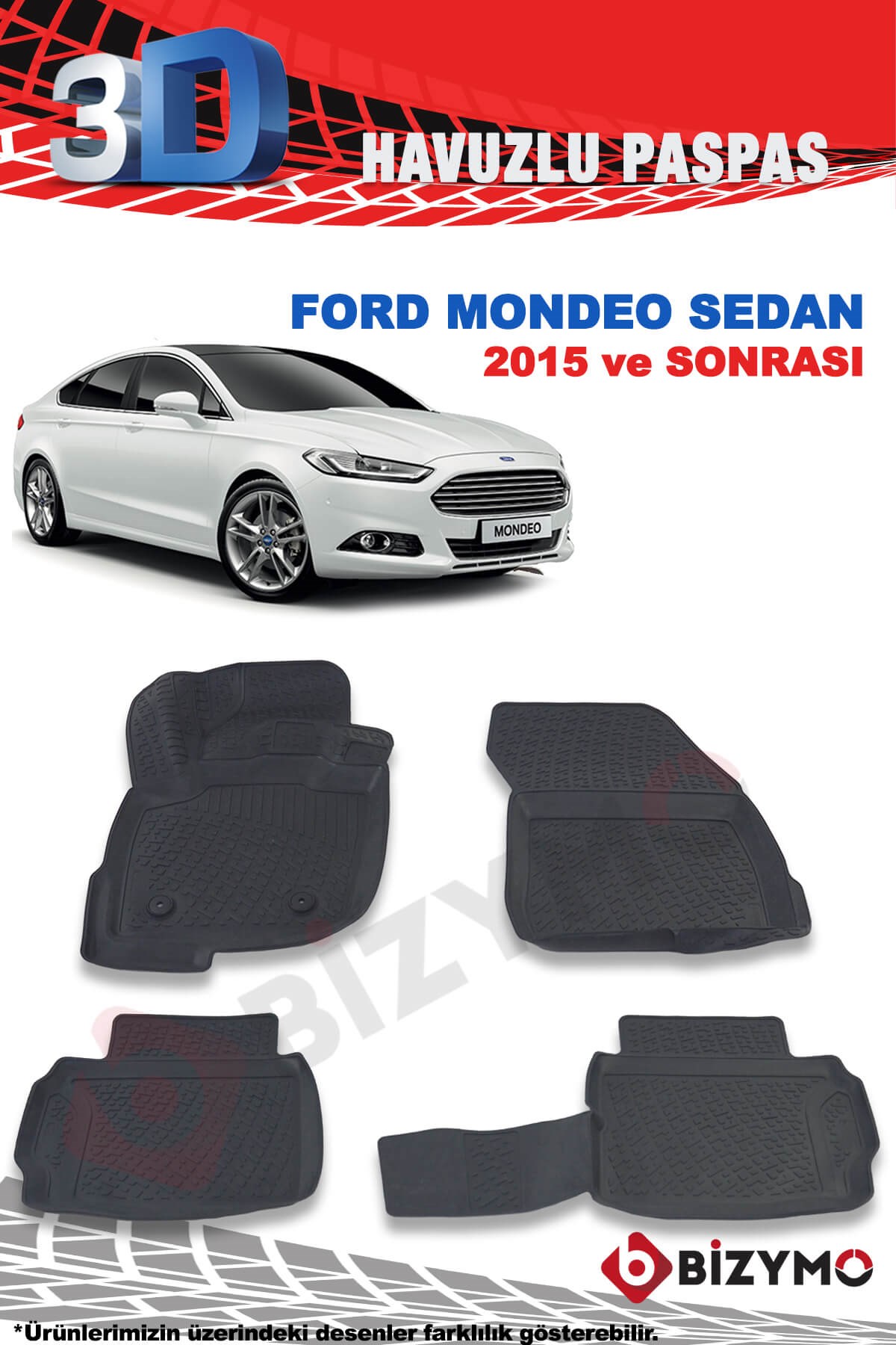 Ford Mondeo Sedan 2015 Ve Sonrası 3D Paspas Takımı Bizymo