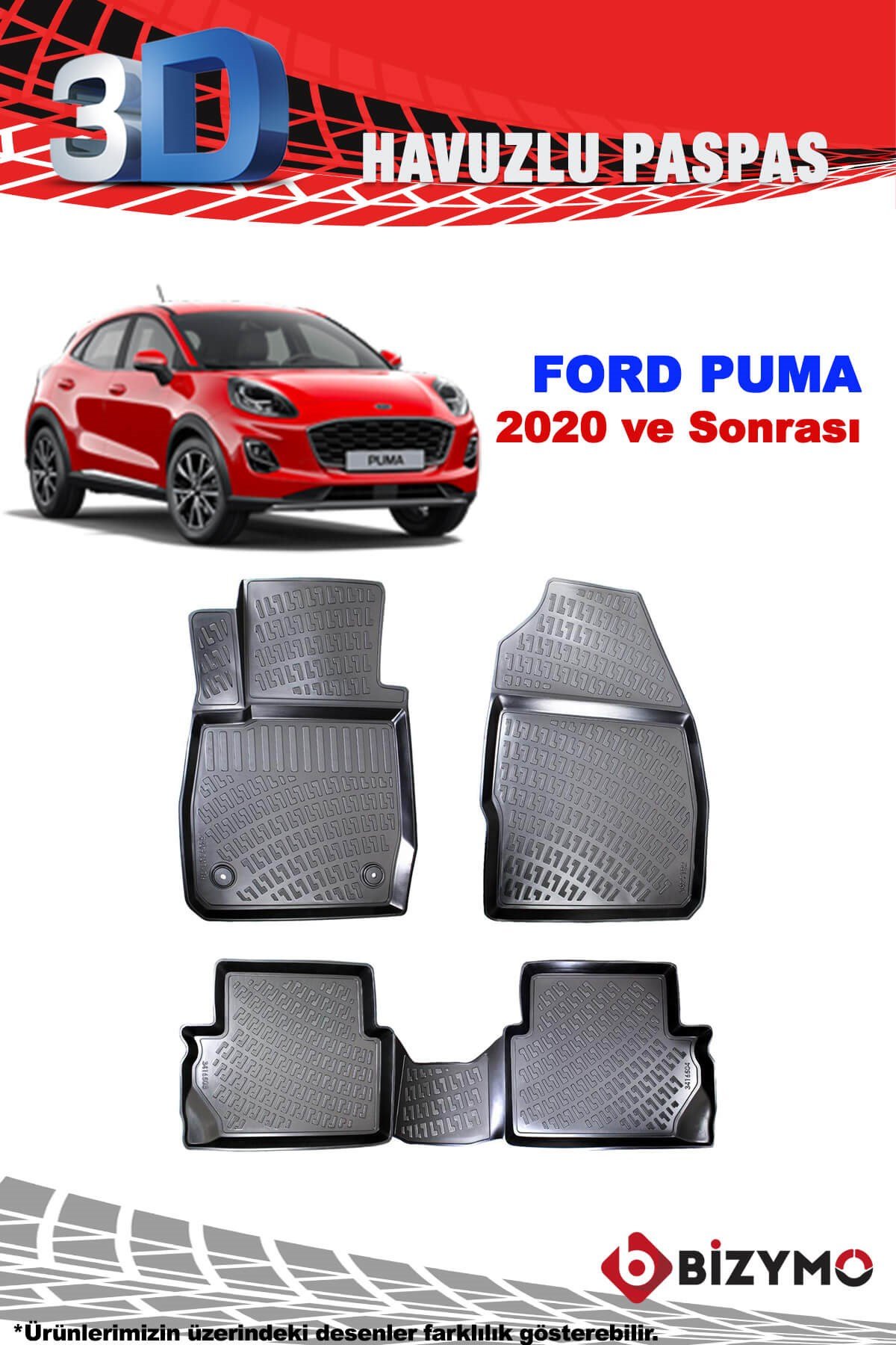 Ford Puma 2020+ 3D Havuzlu Paspas Takımı Bizymo