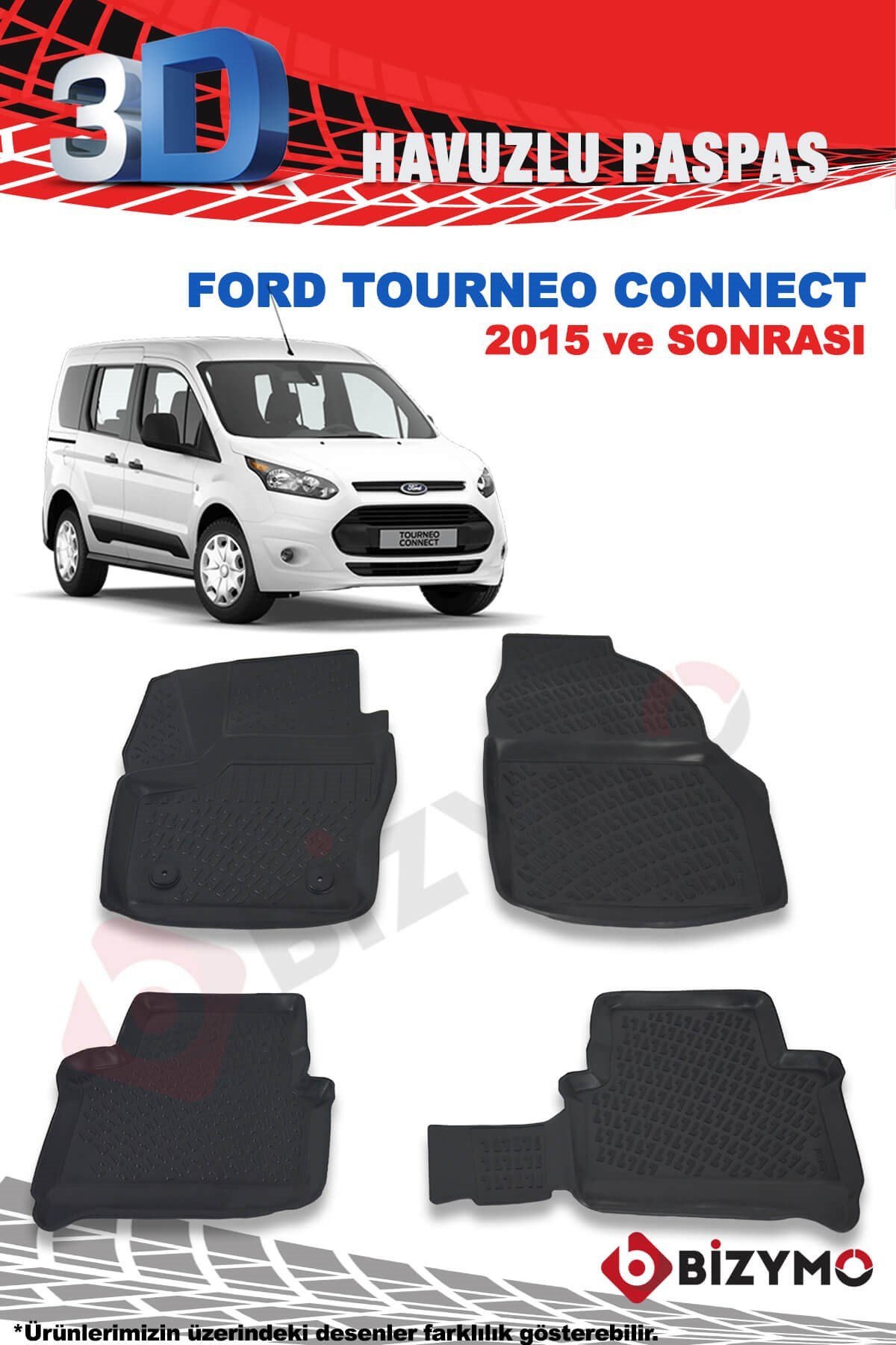 Ford Tourneo Connect 2015 Ve Sonrası 3D Paspas Takımı Bizymo