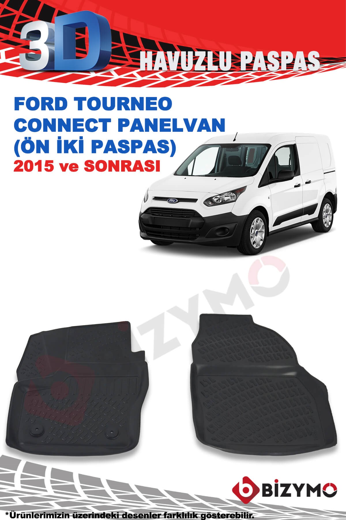Ford Tourneo Connect Panelvan 2015 Ve Sonrası 3D Paspas Takımı Bizymo