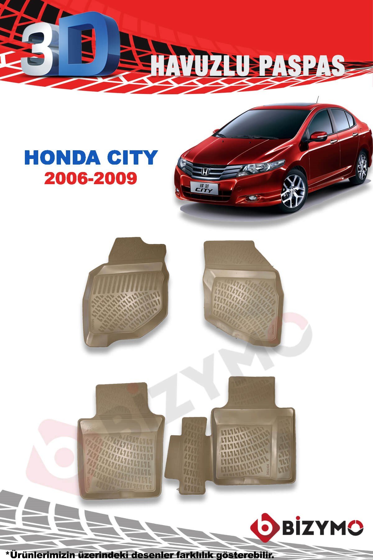 Honda City 2006-2009 3D Havuzlu Bej Paspas Bizymo