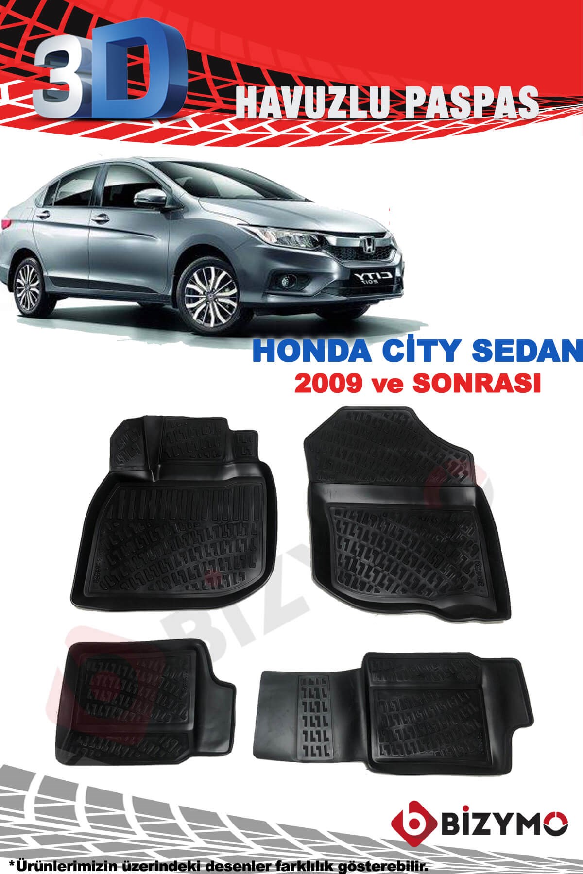 Honda City 2009 ve Sonrası 3D Havuzlu Paspas Takımı Bizymo