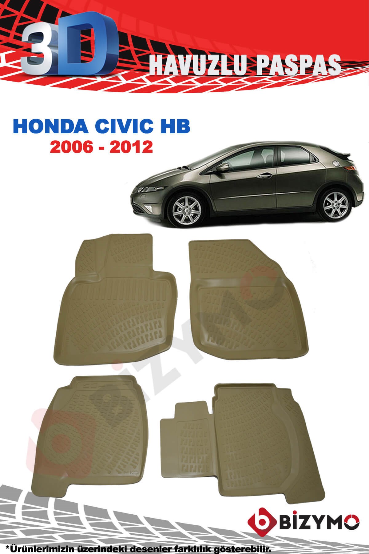 Honda Civic Hb 2006-2012 3D Bej Paspas Takımı Bizymo