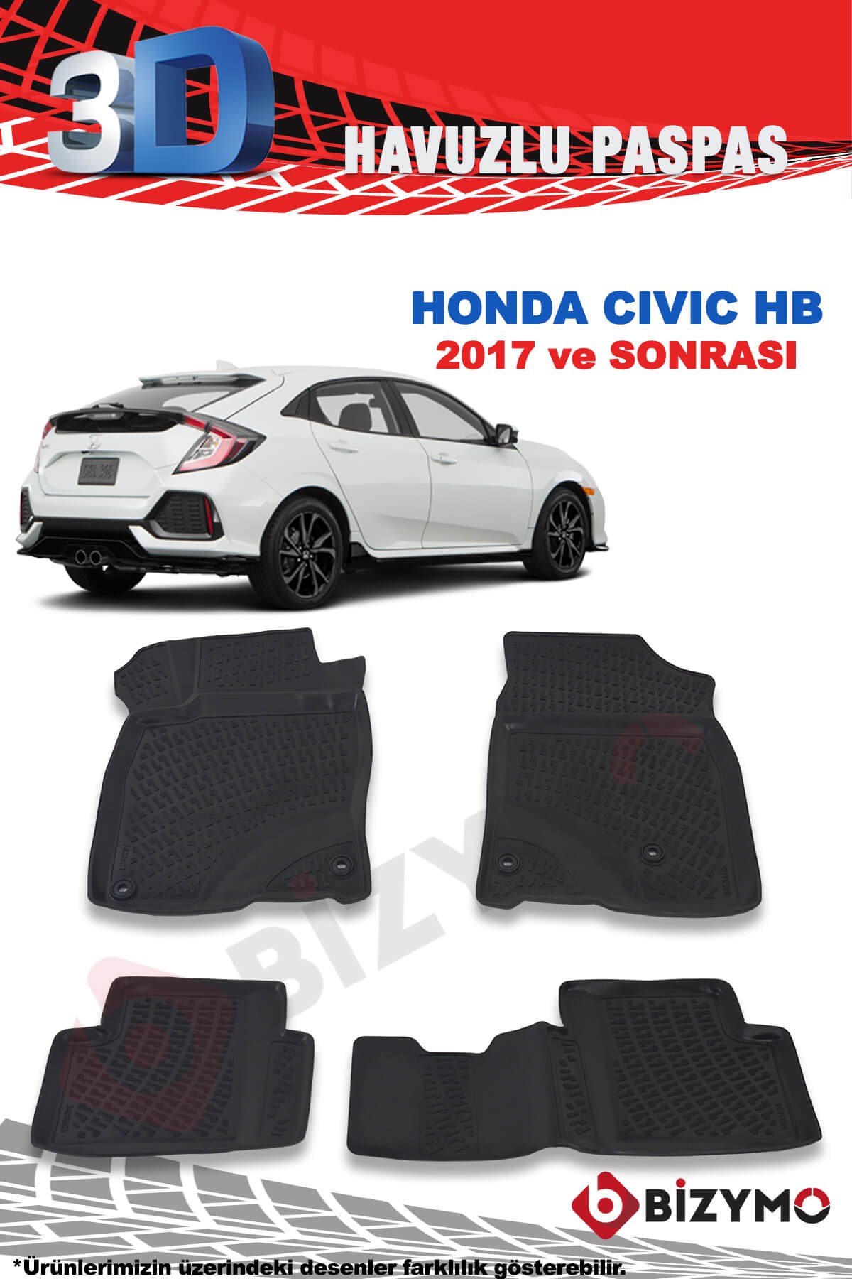 Honda Civic Hb 2016 Ve Sonrası 3D Paspas Takımı Bizymo