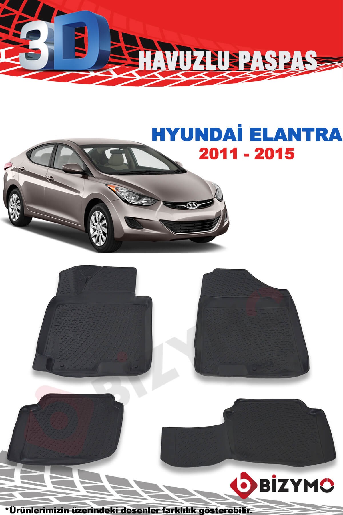 Hyundai Elantra 2011-2015 3D Paspas Takımı Bizymo