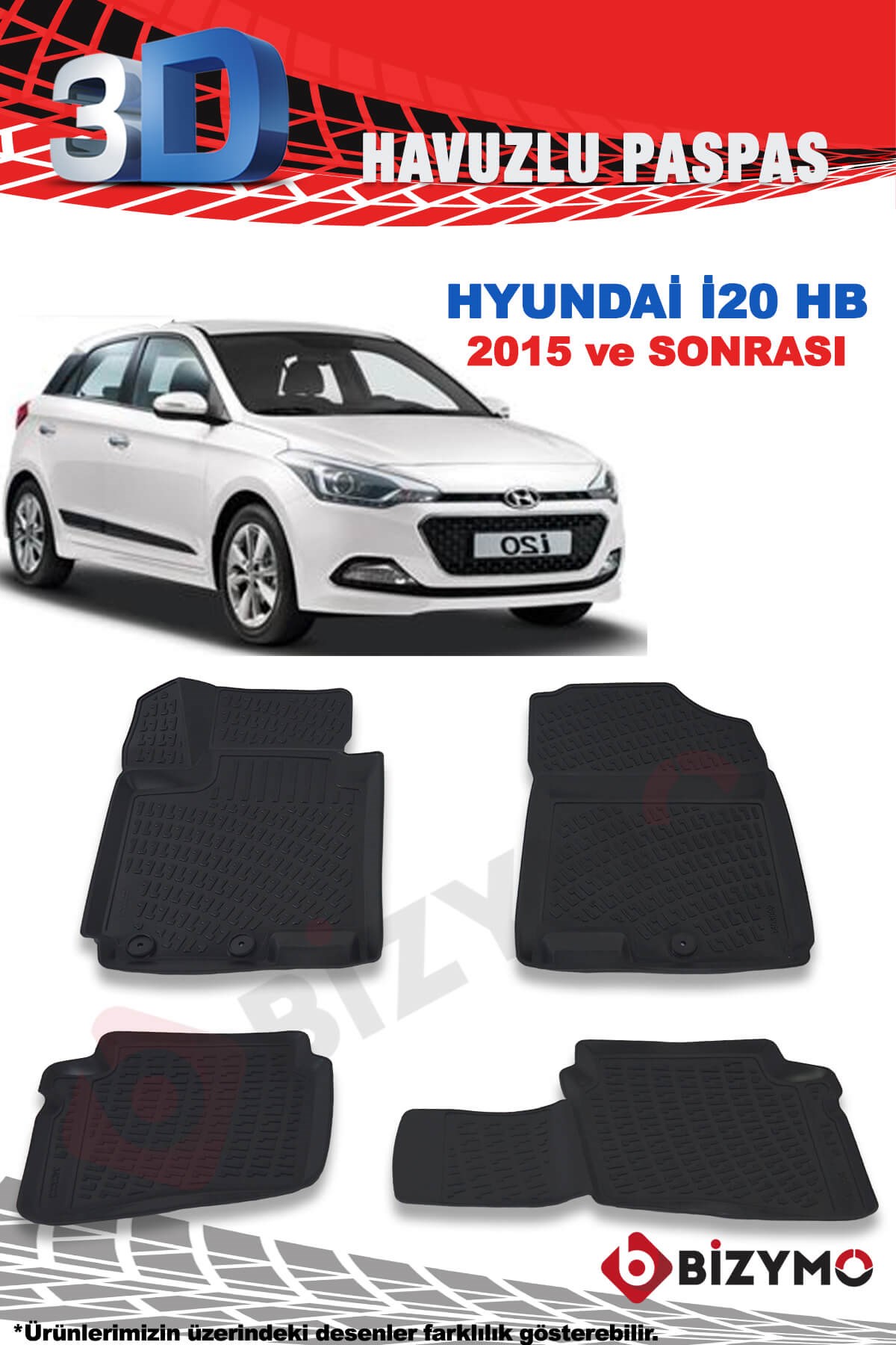 Hyundai İ20 2015 Ve Sonrası 3D Paspas Takımı Bizymo